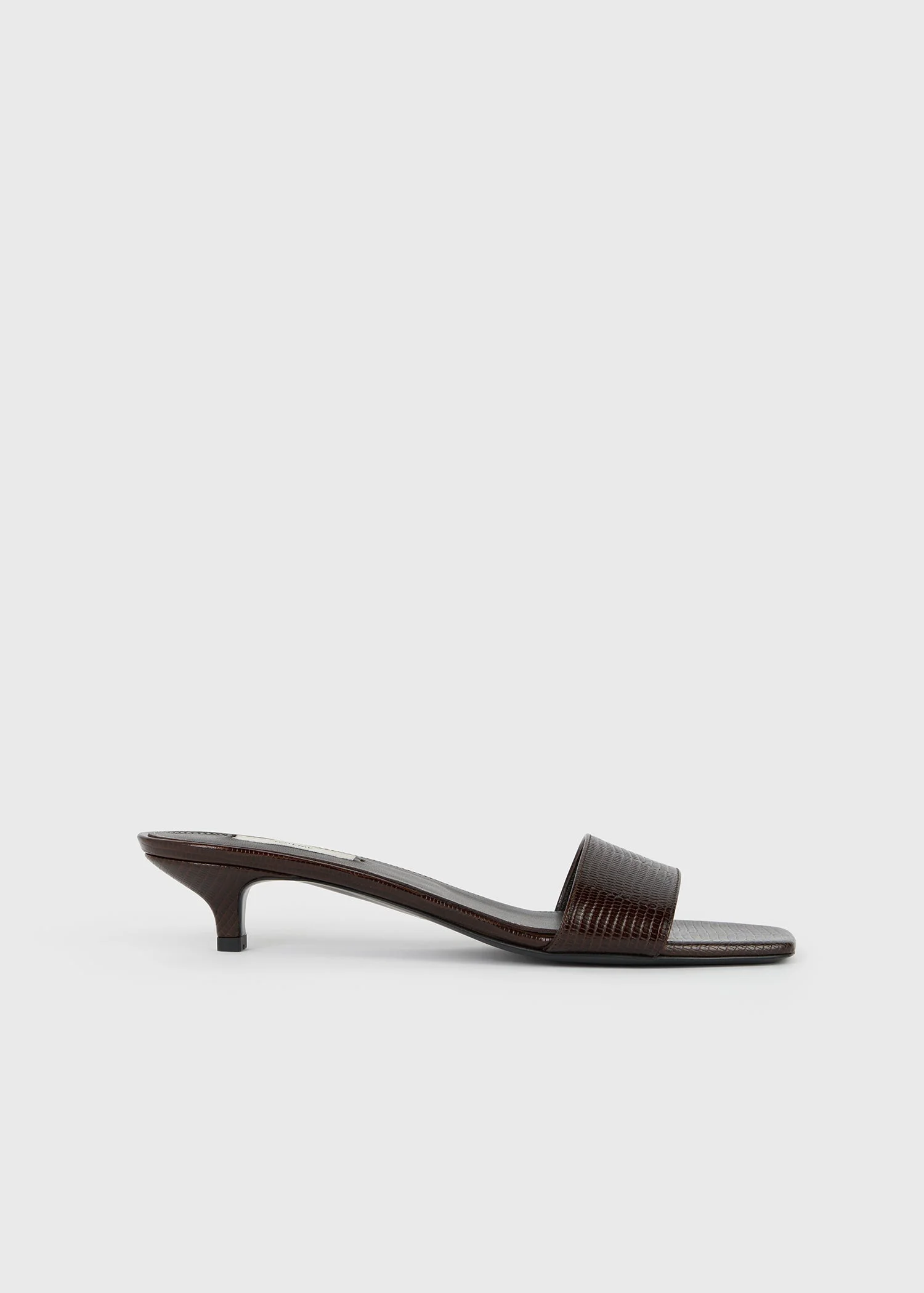Slim lizard-embossed bandeau mules brown - 1