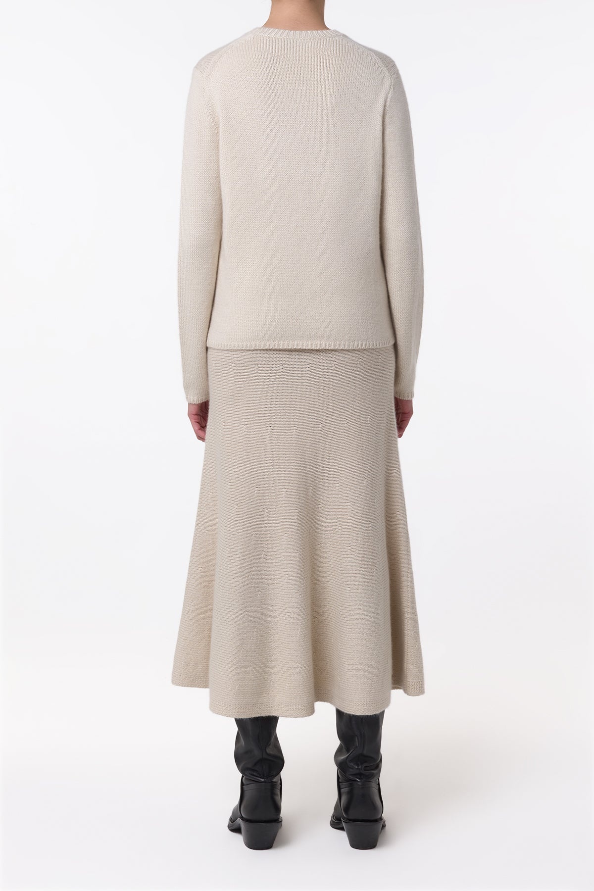 Titan Knit Midi Skirt in Ivory Cashmere - 4