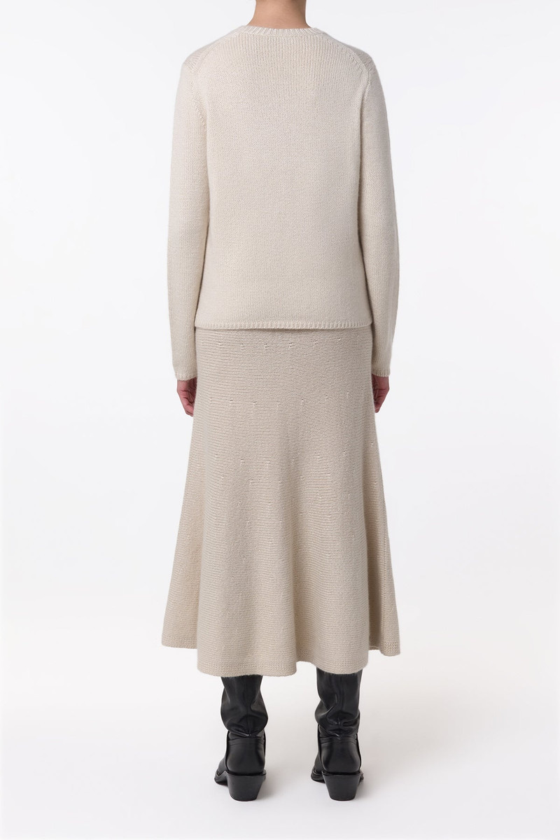 Titan Knit Midi Skirt in Ivory Cashmere 4