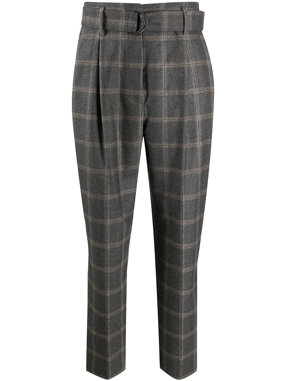 checked straight-leg trousers - 1