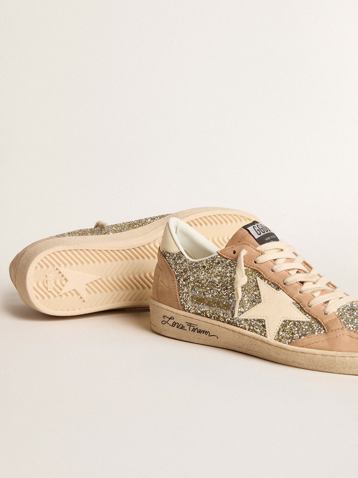 Ball Star in platinum glitter with cream leather star and nubuck toe - 3