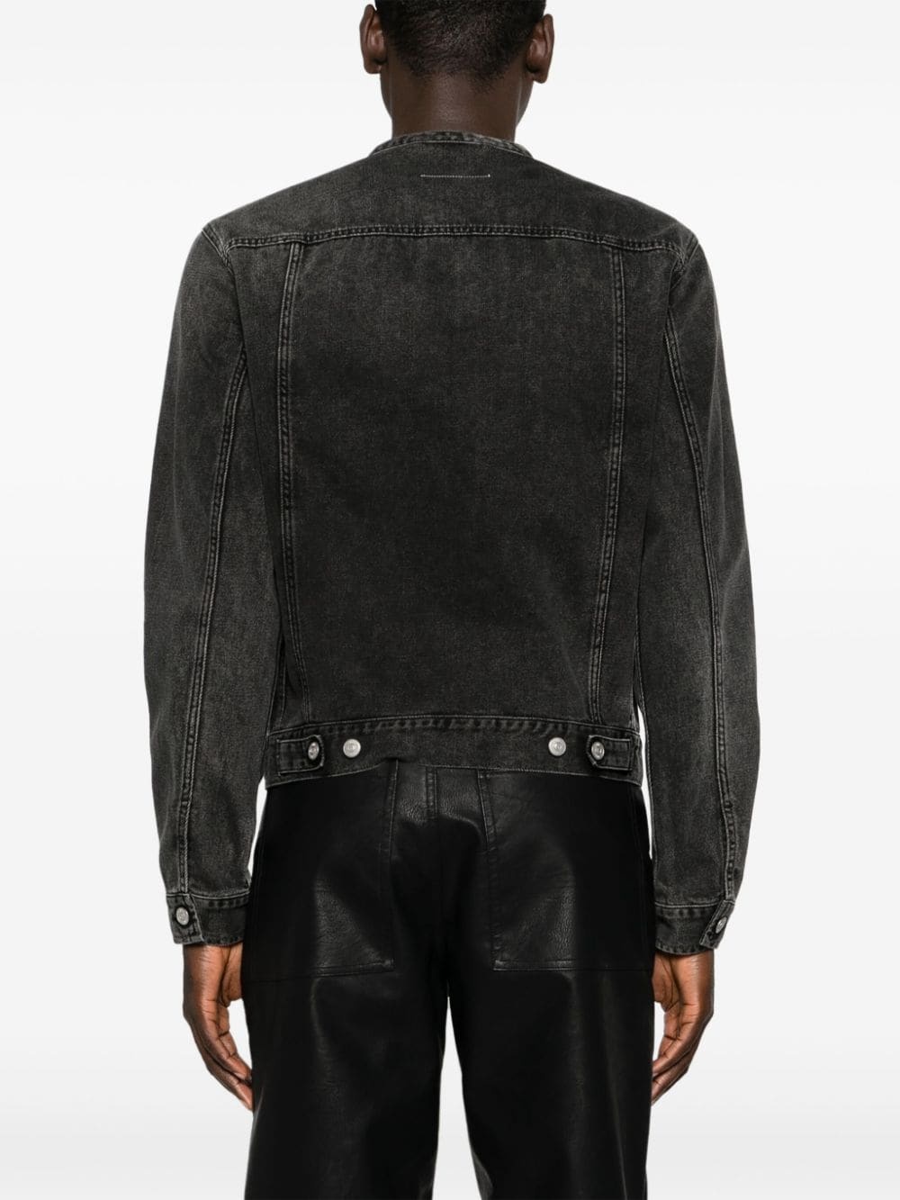 collarless denim jacket - 4