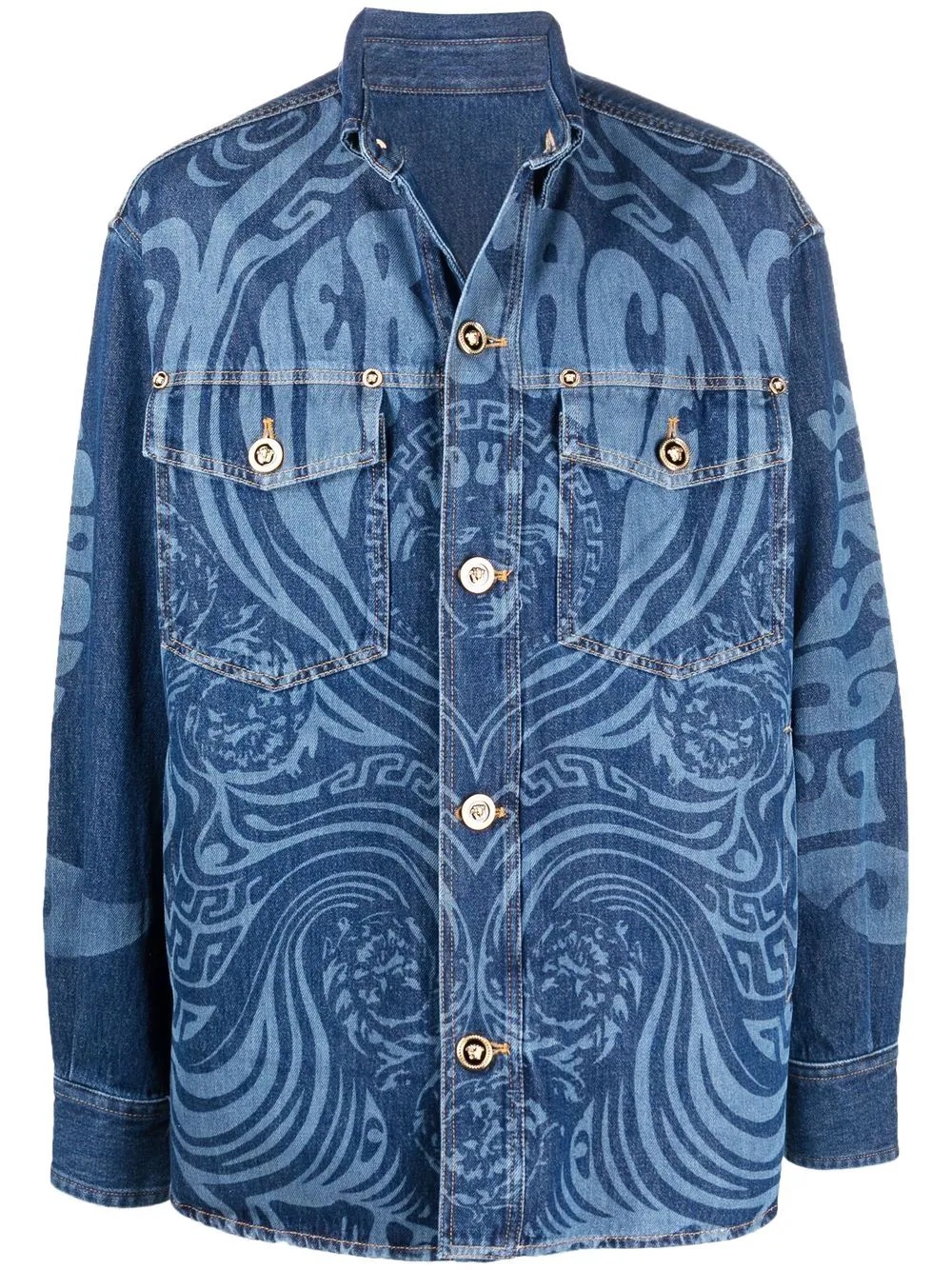 logo-print denim jacket - 1