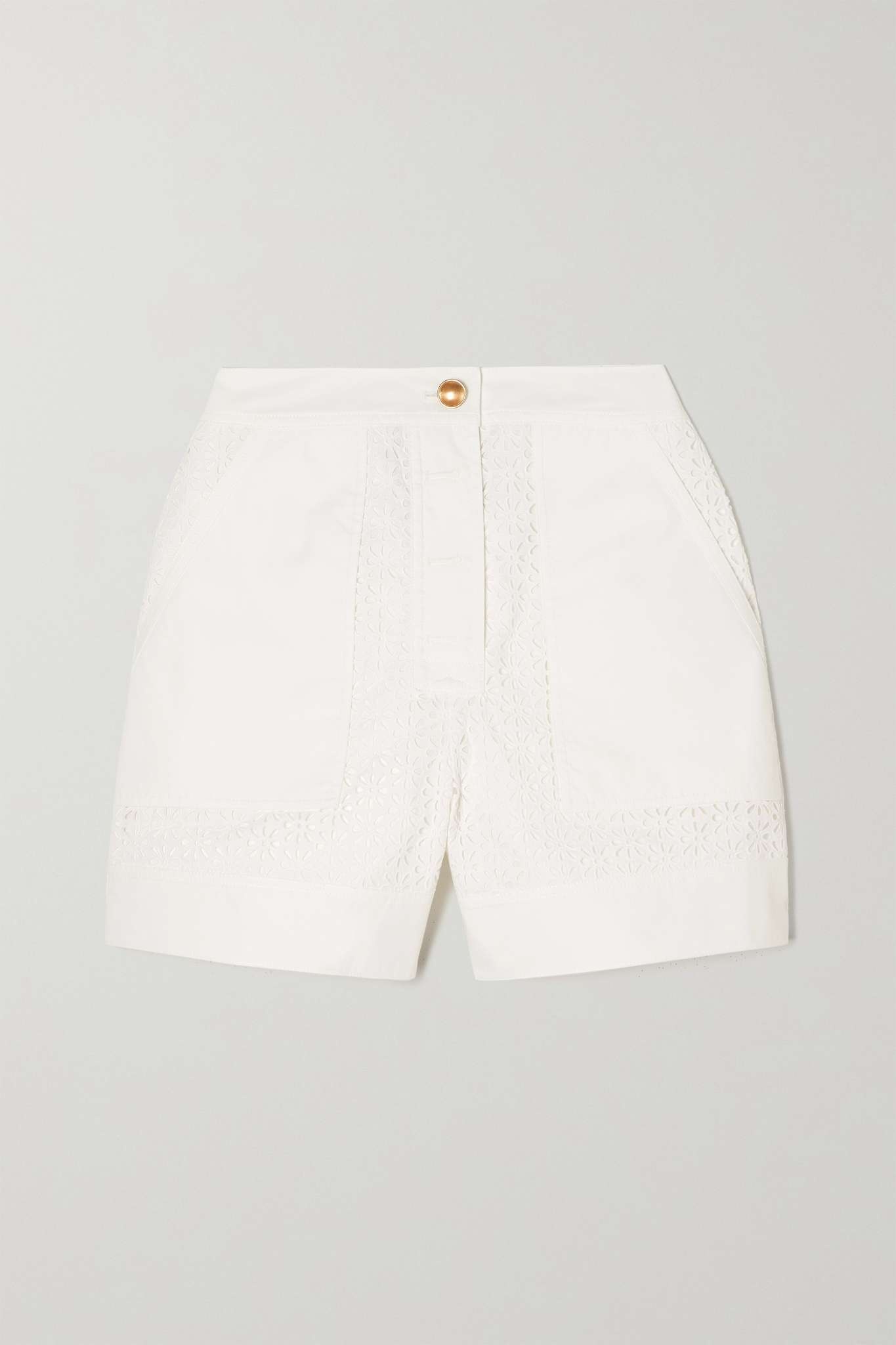 Broderie anglaise cotton-poplin shorts - 1