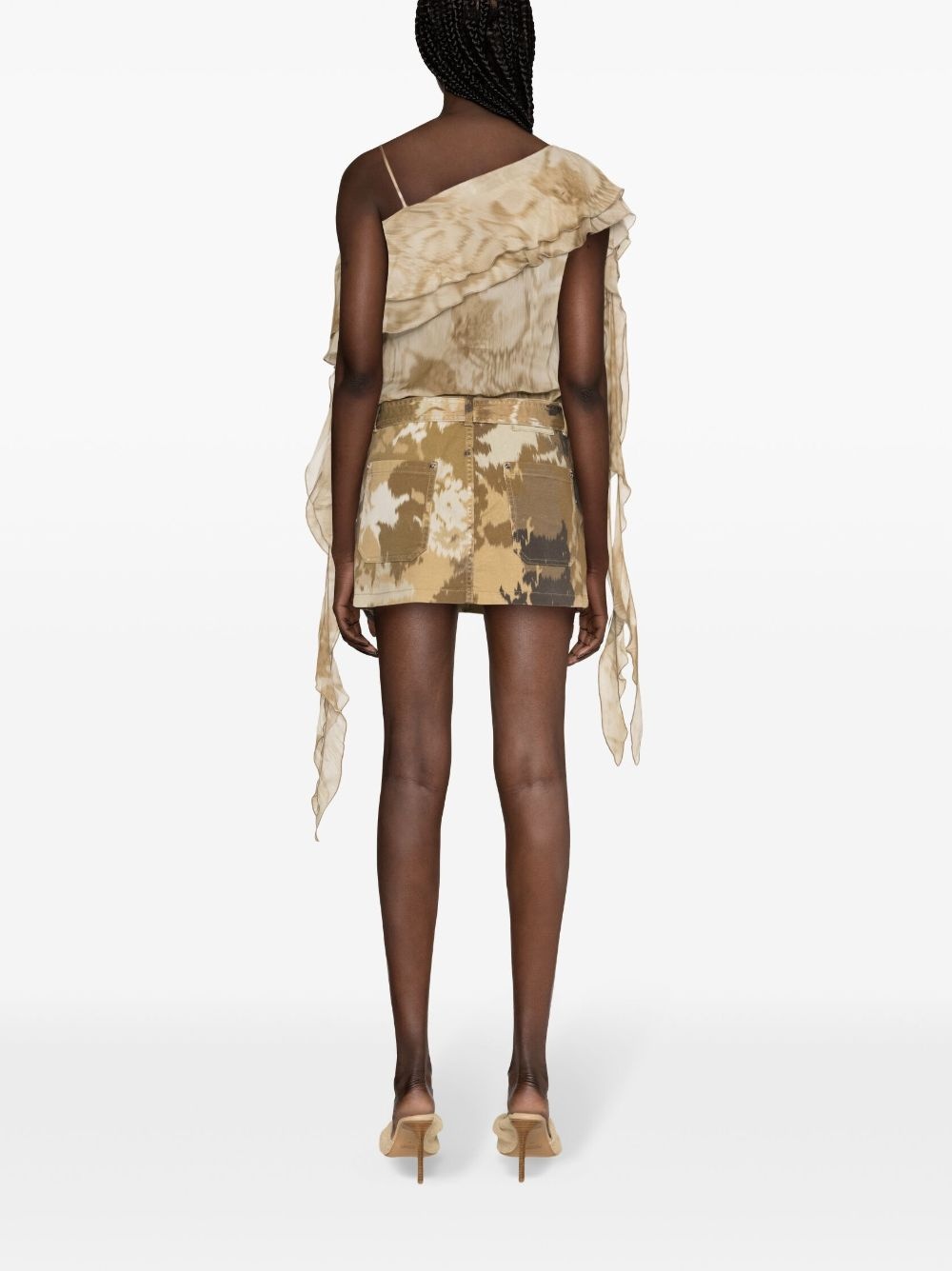 abstract-print semi-sheer blouse - 4