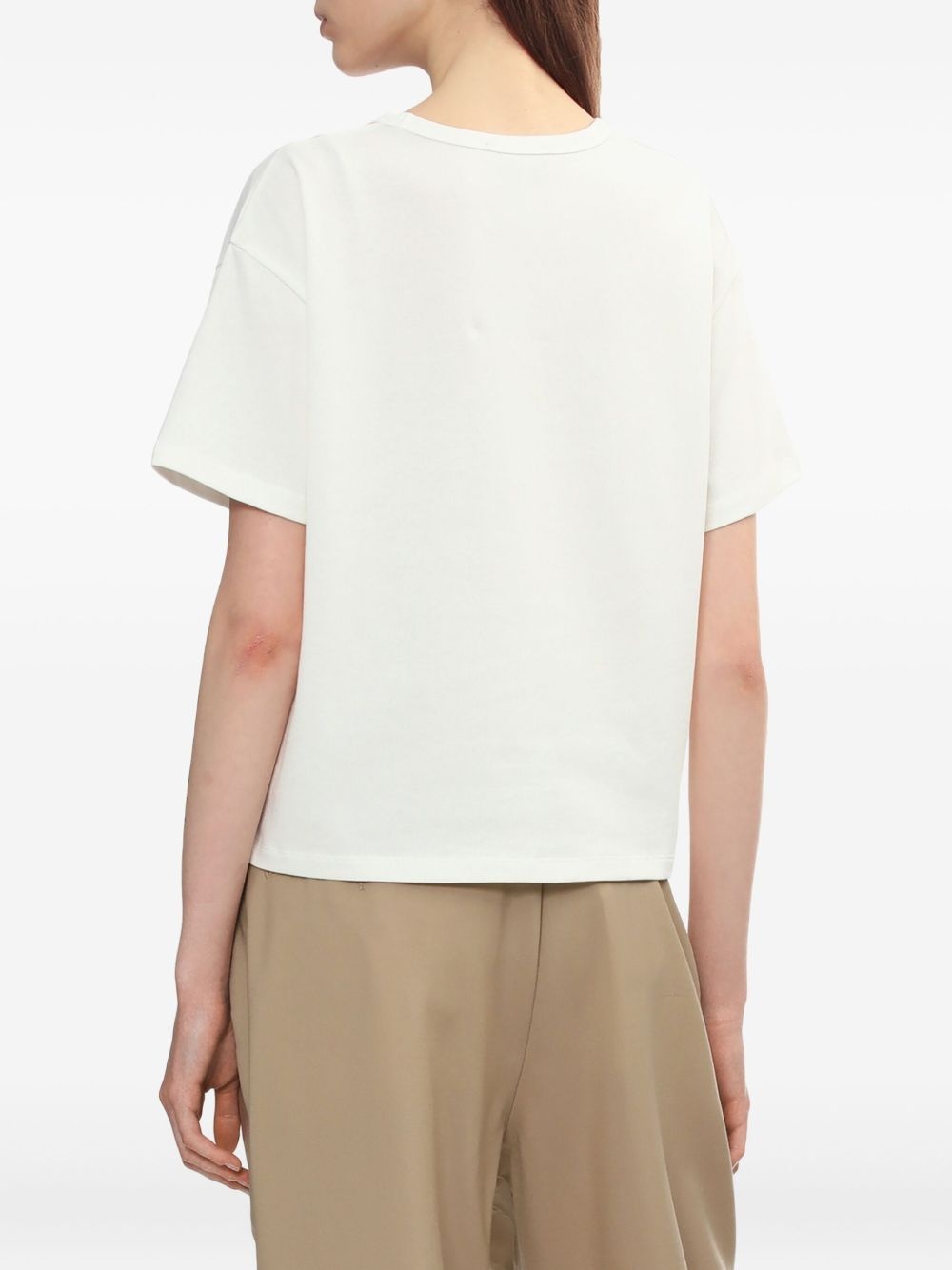 flocked-logo cotton T-shirt - 4
