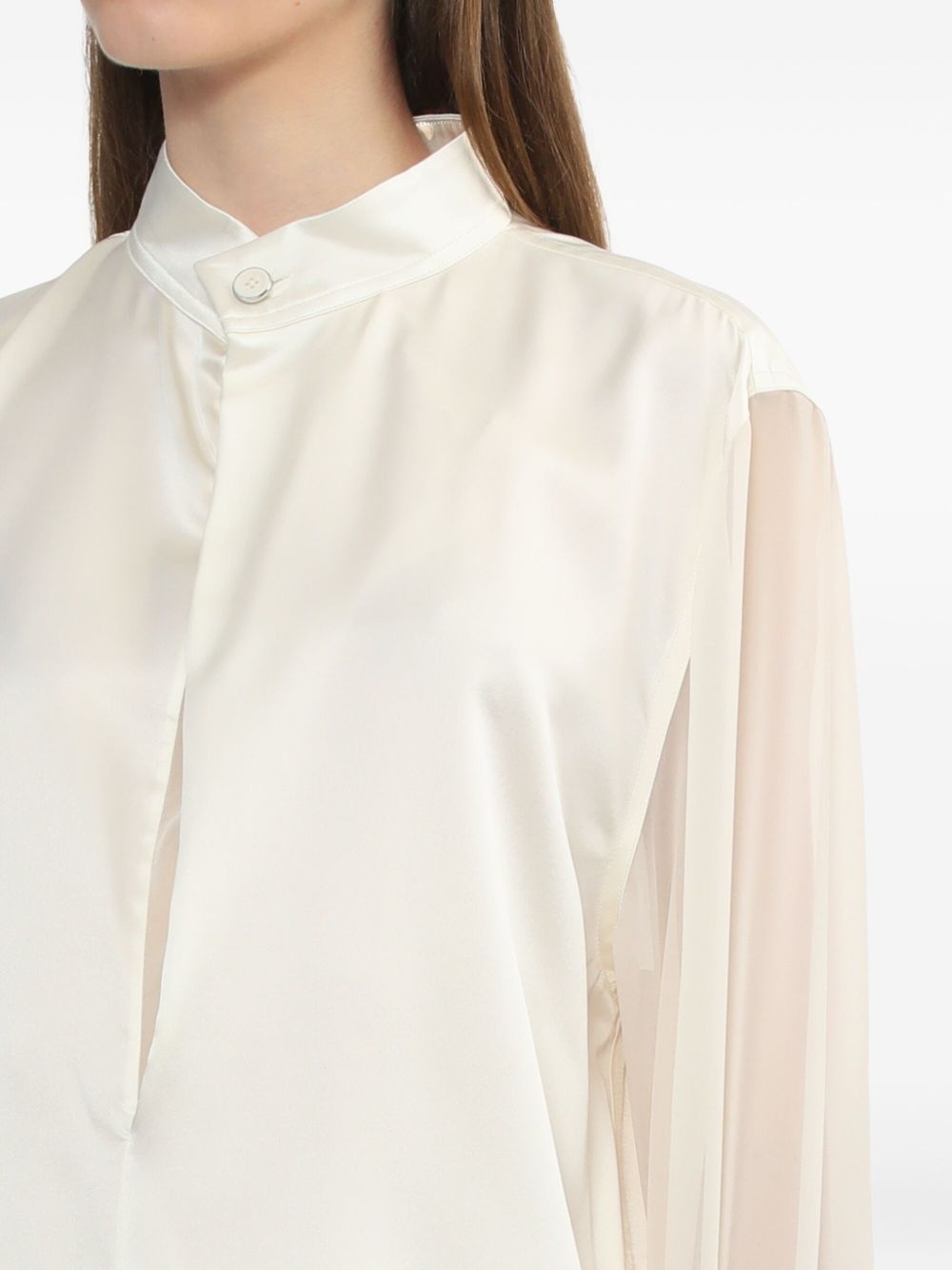 silk-panelled blouse - 5