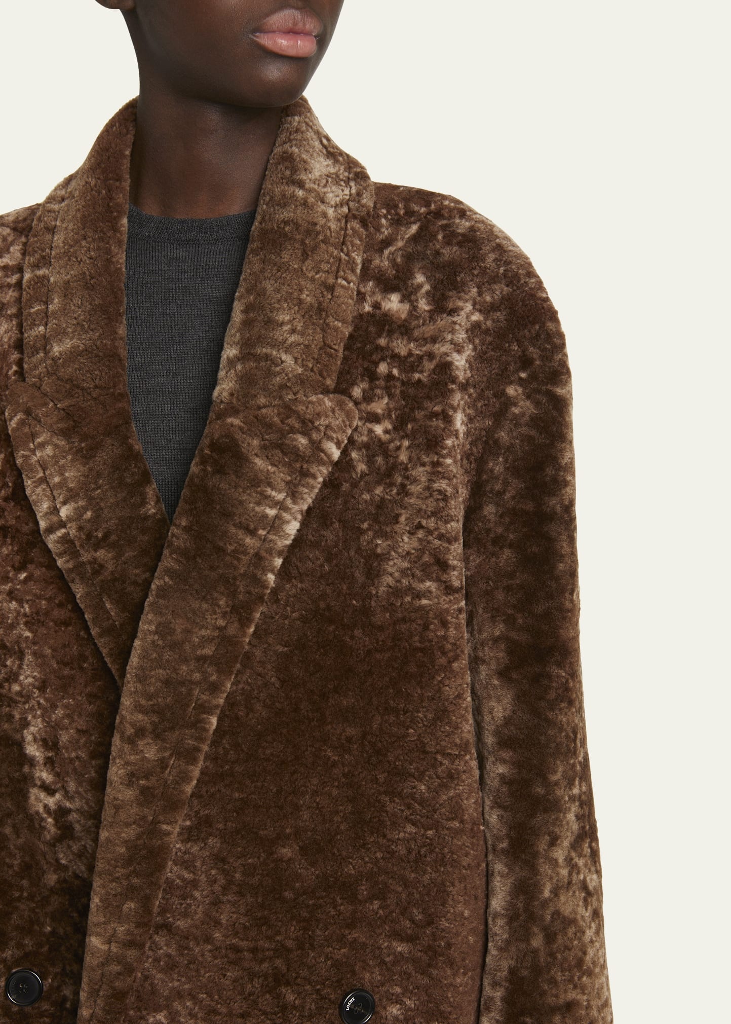 Double-Breasted Shearling Coat - 5