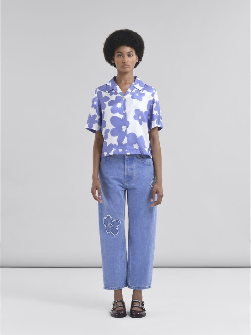 Marni SILK BOWLING SHIRT WITH BLUE AND WHITE DILLIES MOTIF outlook