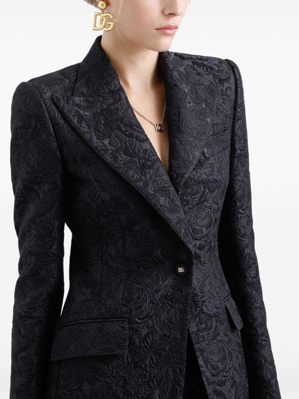 floral-jacquard single-breasted blazer - 6