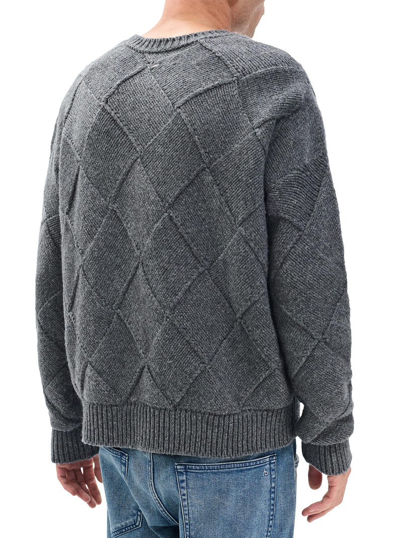 Men's Hand-Knit Entrelac Crewneck Sweater - Charcoal 5