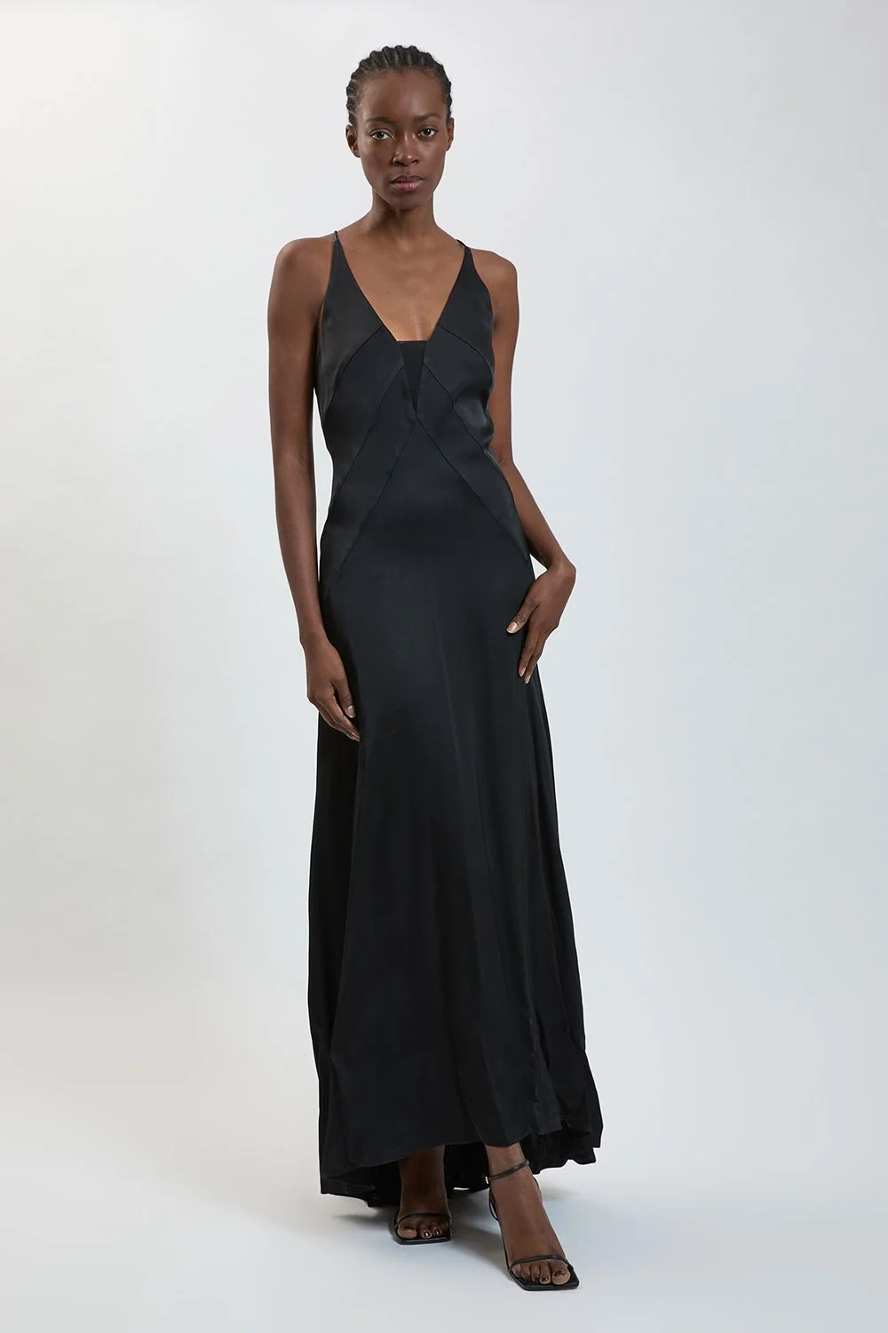 Viscose Satin Cami Slip Midi Dress - 1