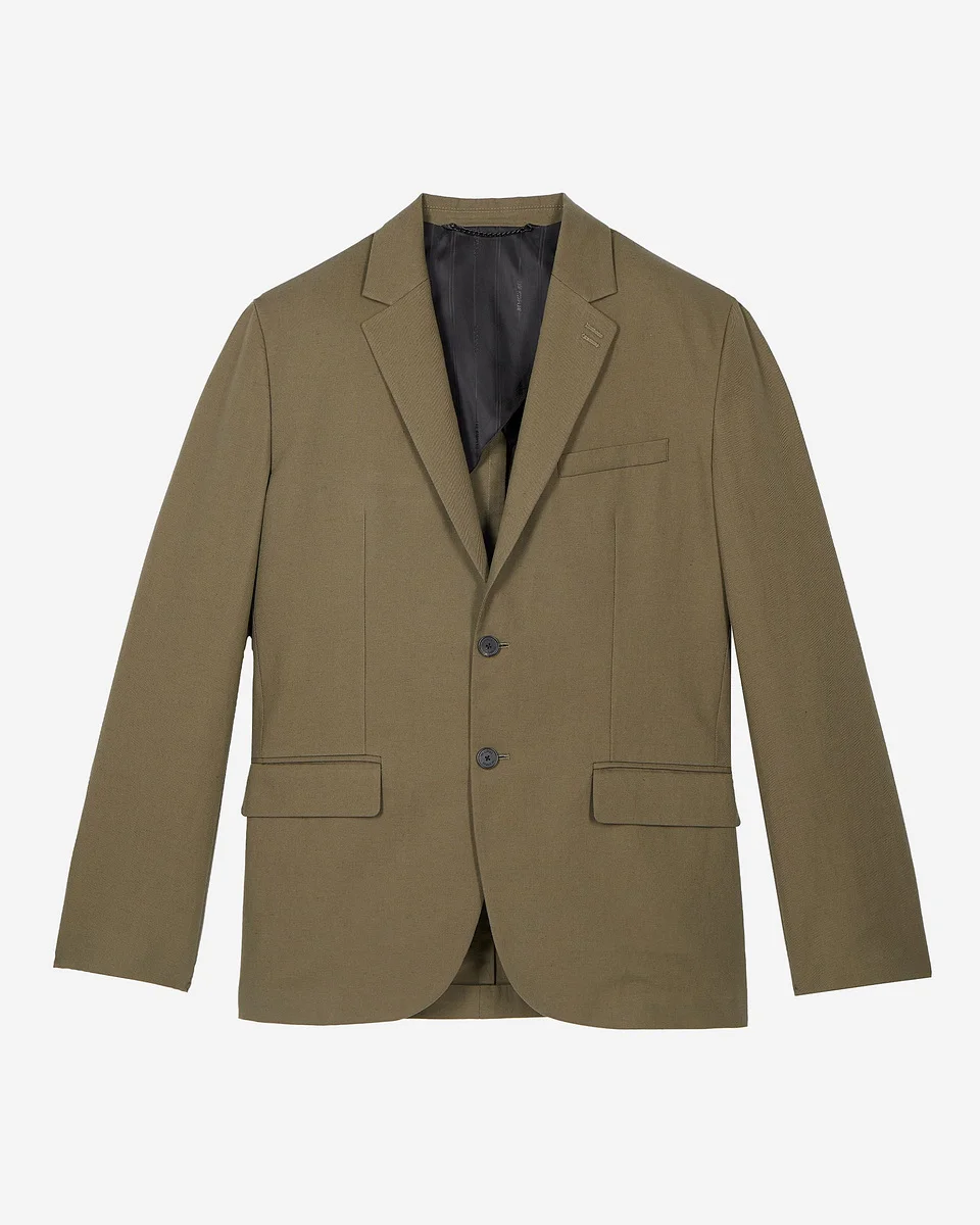 KHAKI COTTON LINEN SUIT JACKET - 1