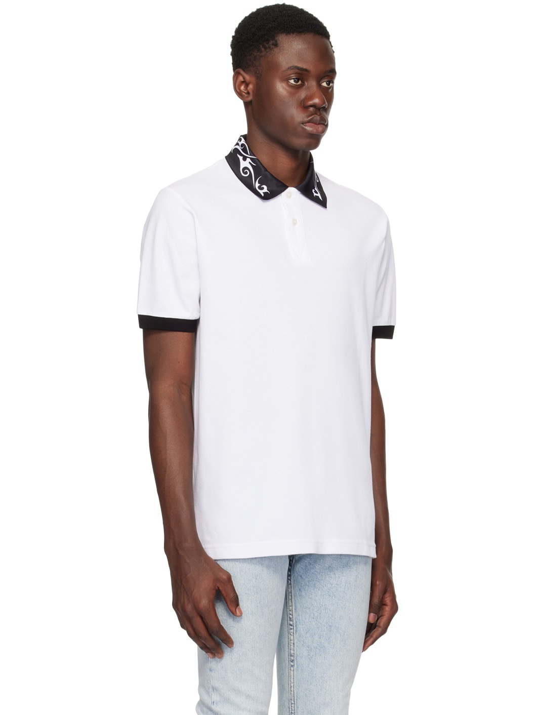 White Printed Polo - 2