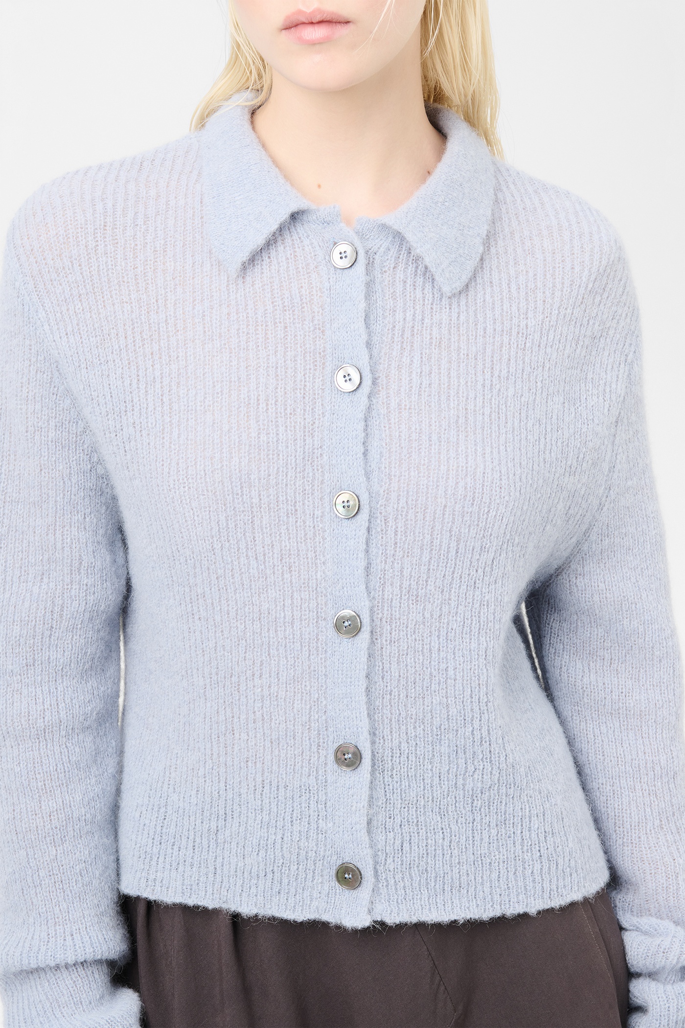 Mazzy Polo Beige Livid Blue Fuzzy Alpaca - 6