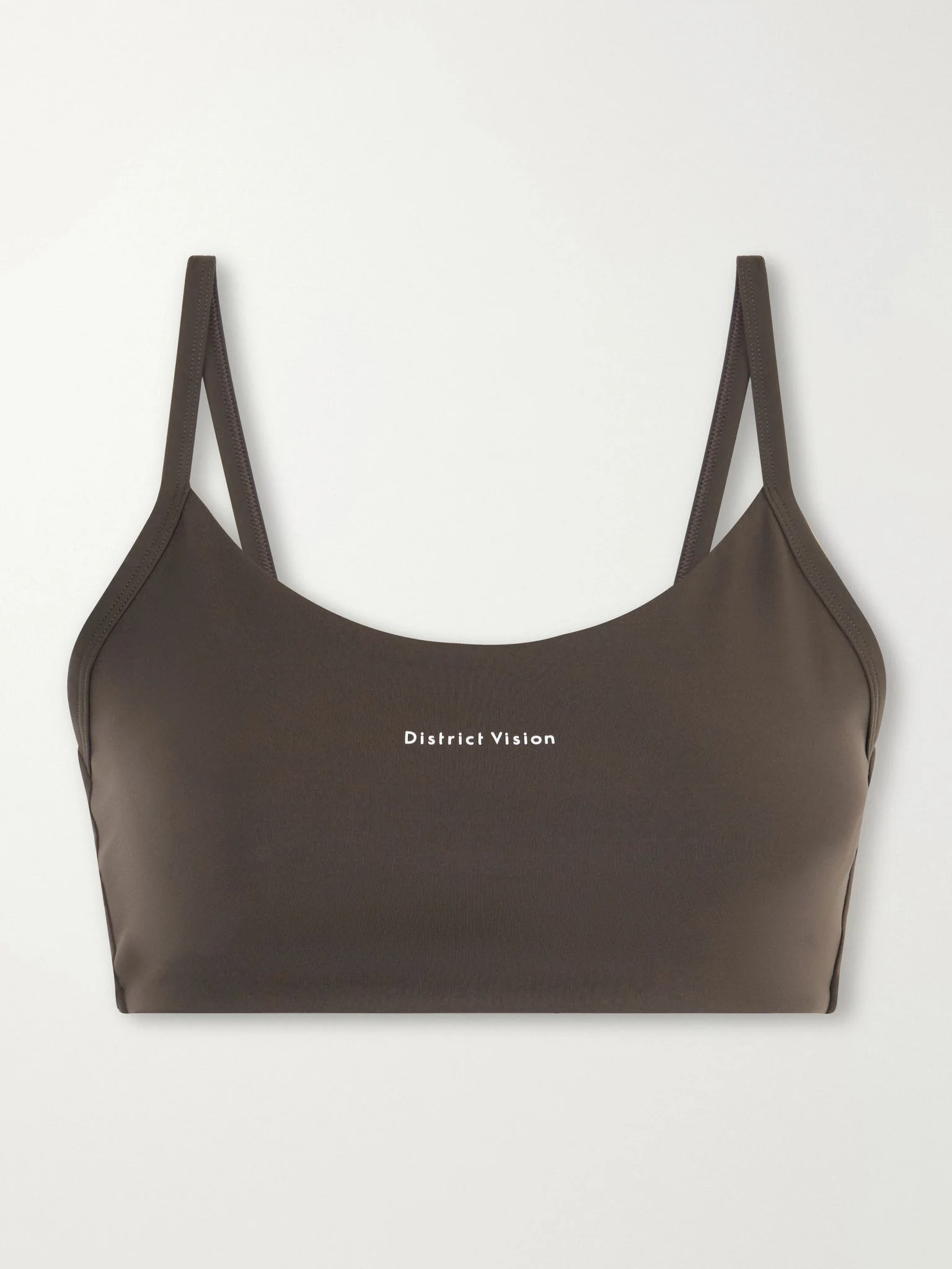 Logo-appliquéd jersey light-support sports bra Brown - 1