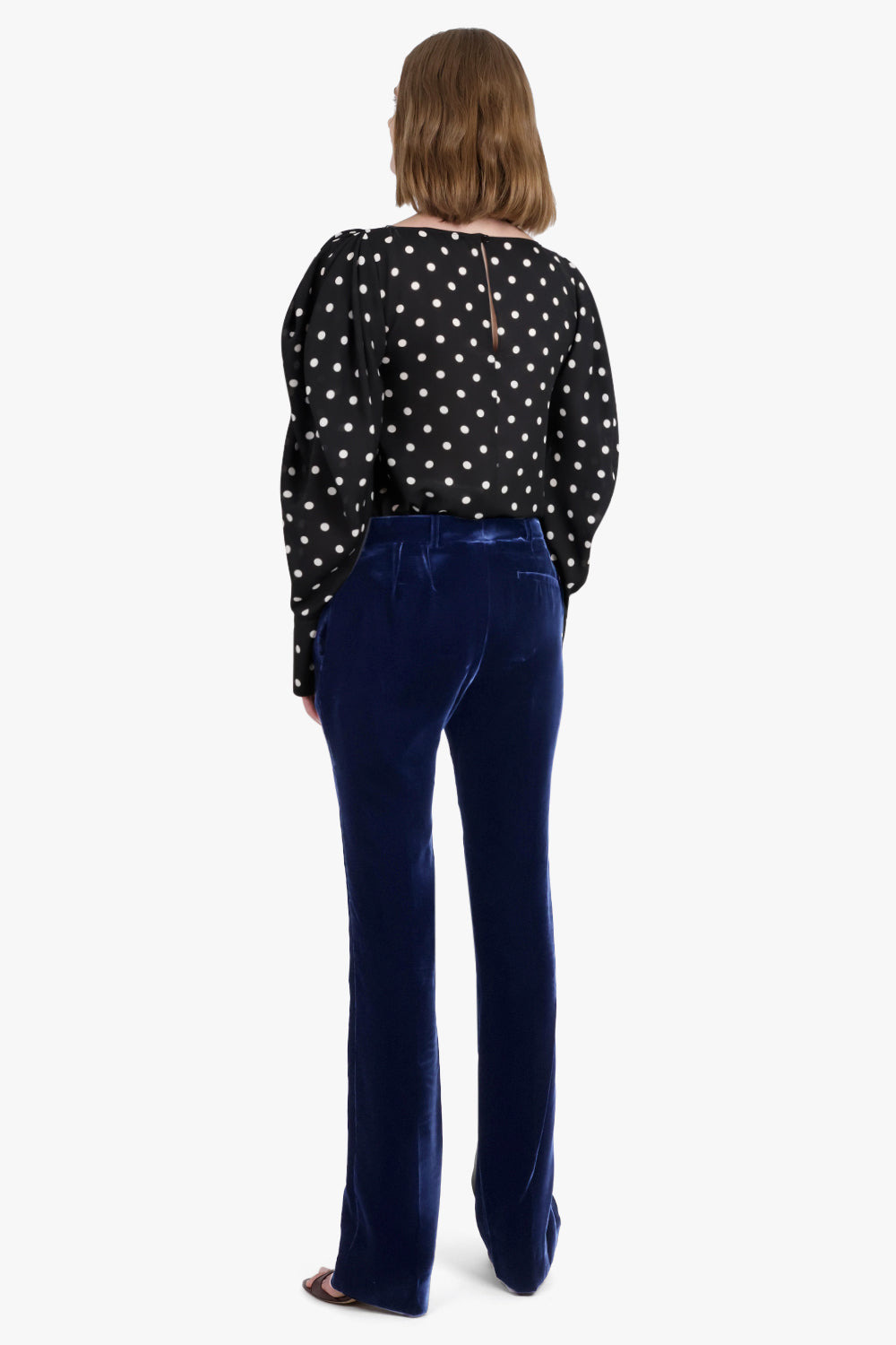 POLKA DOT PRINT GATHERED L/S TOP | BLACK/WHITE - 4