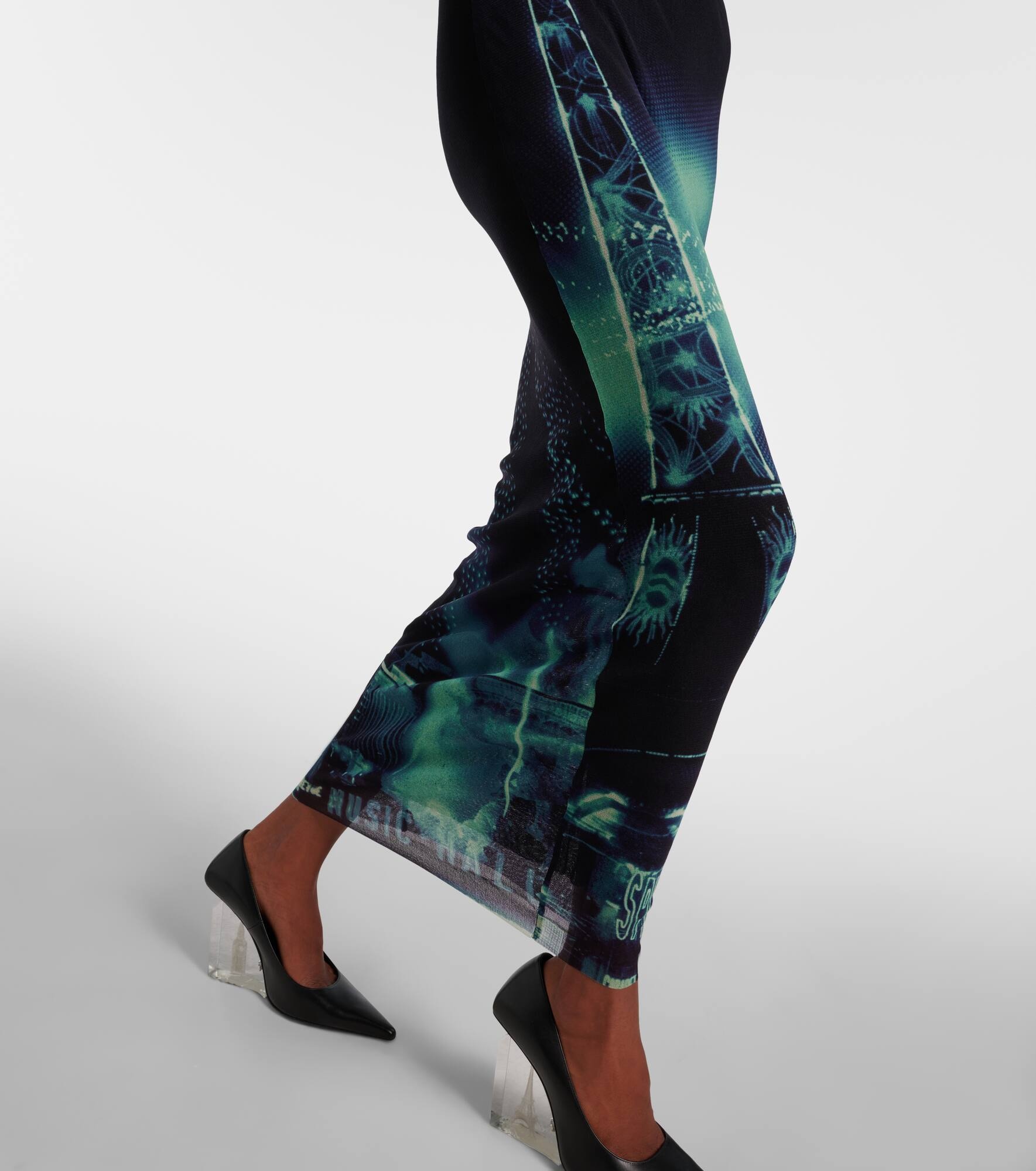 Printed mesh midi skirt - 5