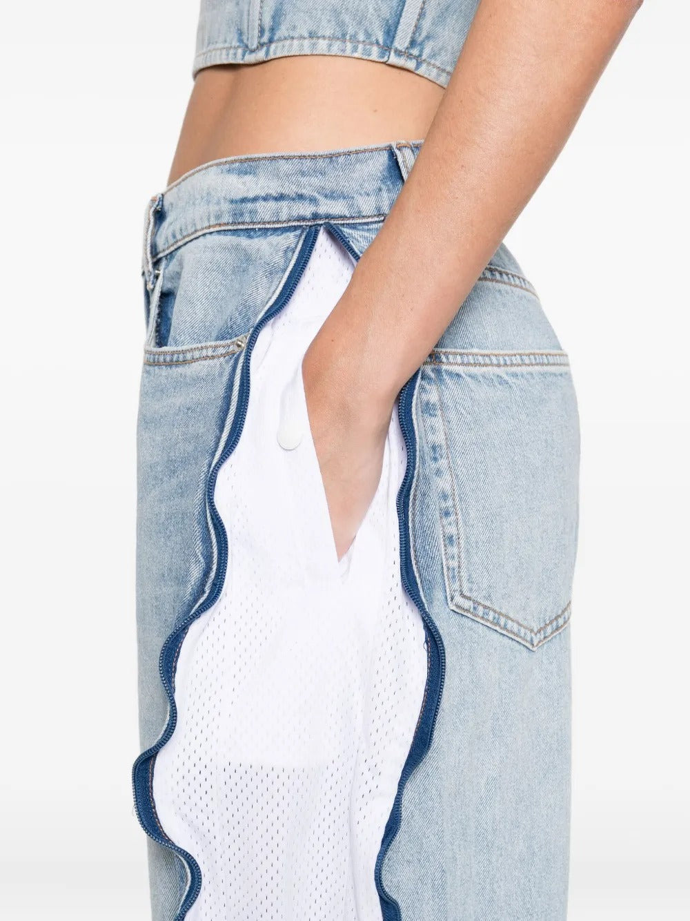 ALEXANDER WANG - Women Basketball Mesh Curved Zipper Pant - 5
