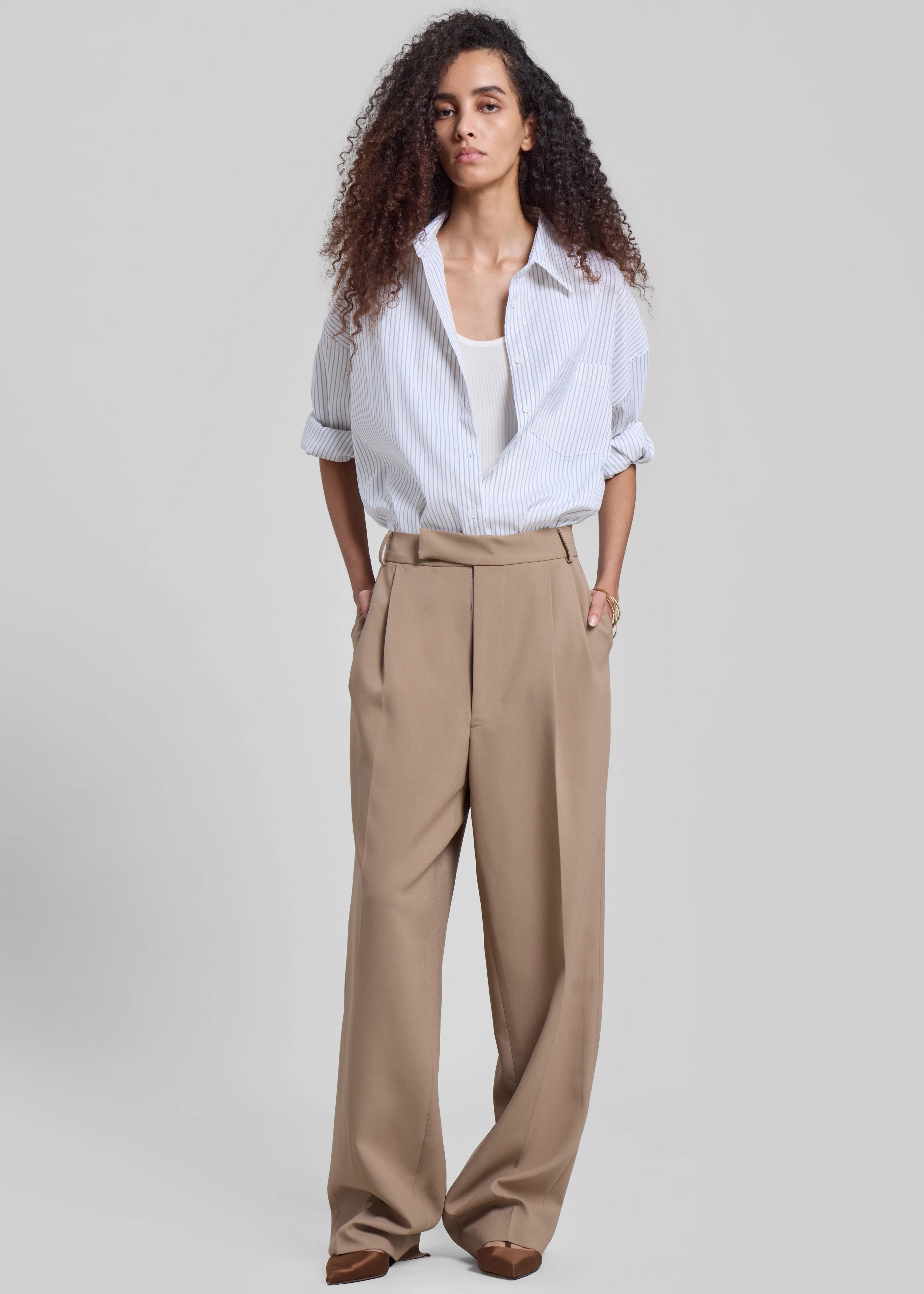 Bea 주름 크레이프 Tapered-leg 바지 - 1