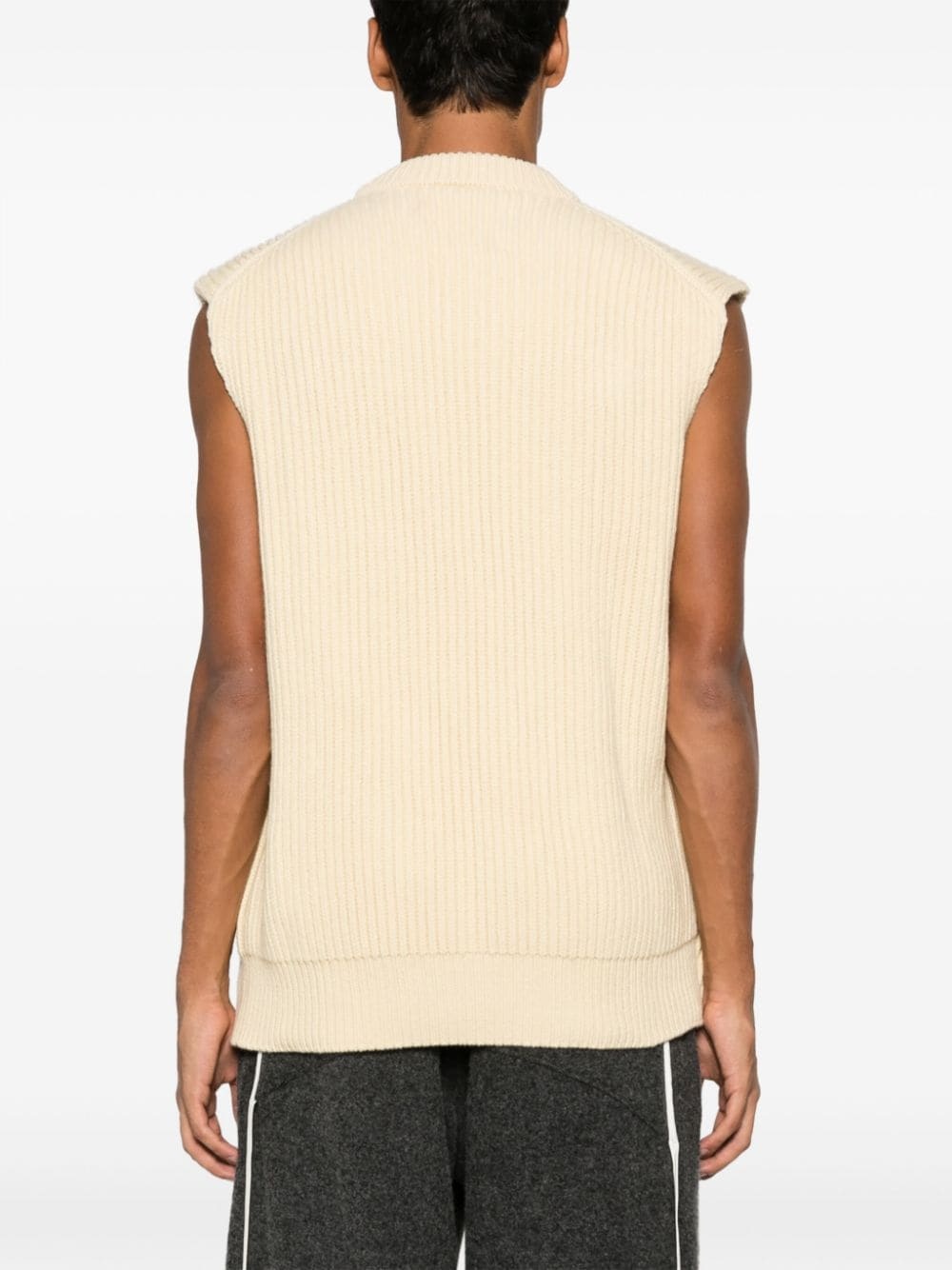 crossover-panelled ribbed-wool vest - 4