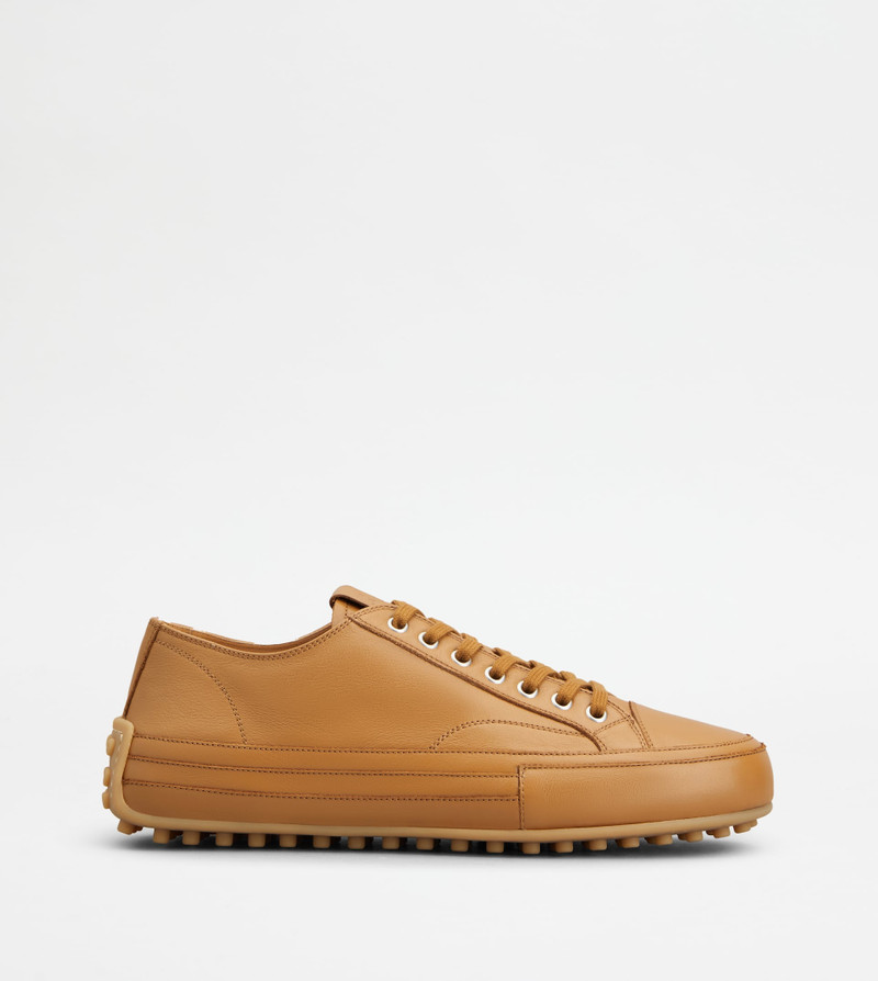 SNEAKERS IN LEATHER - BROWN - 1