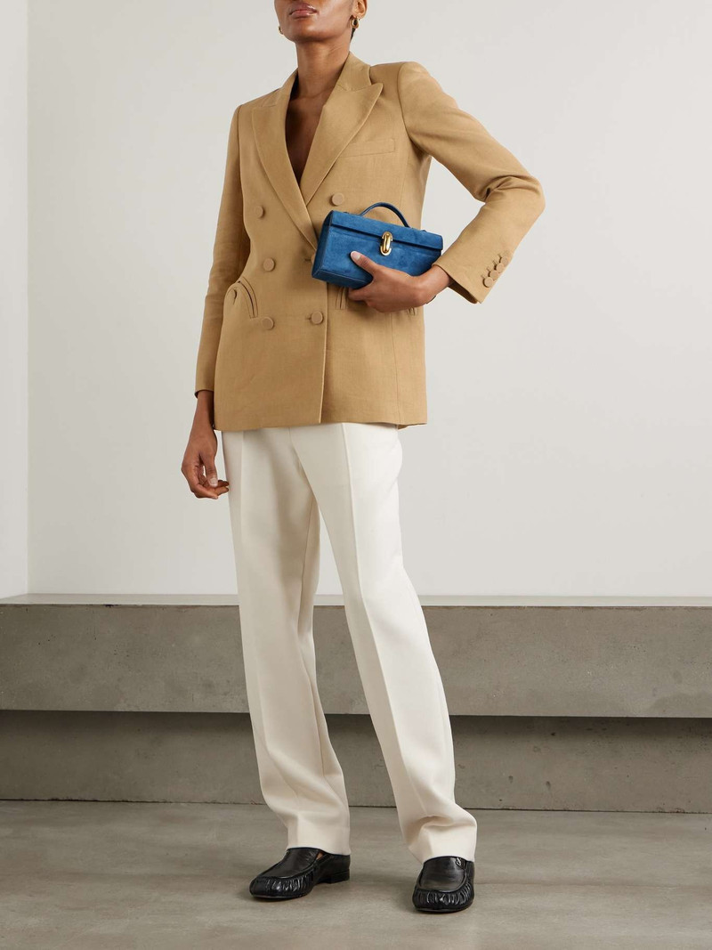 BLAZÉ MILANO Cobia double-breasted linen, wool and mohair-blend blazer Brown outlook