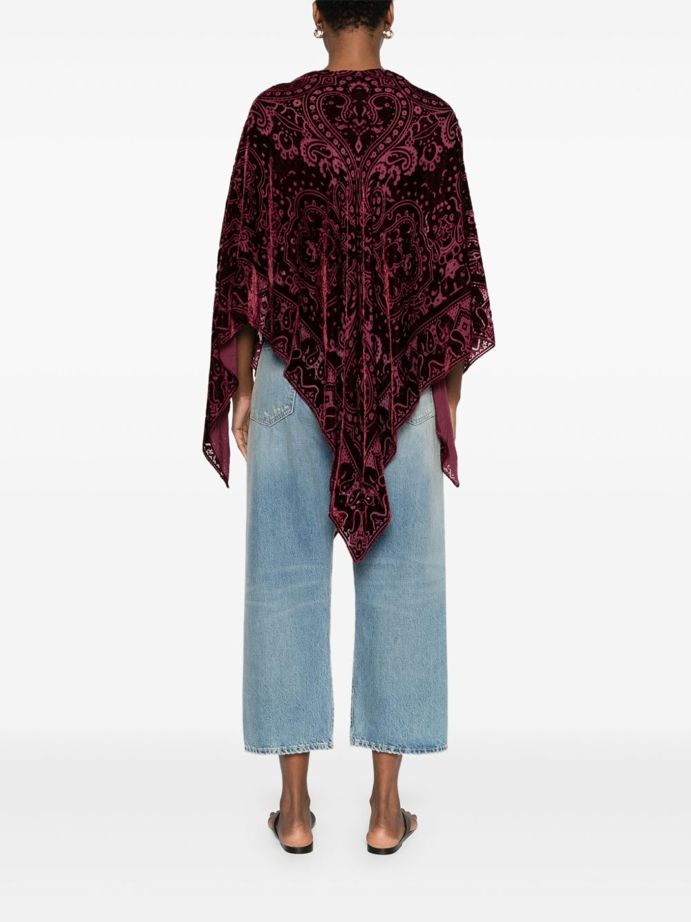 paisley-pattern velvet poncho - 4