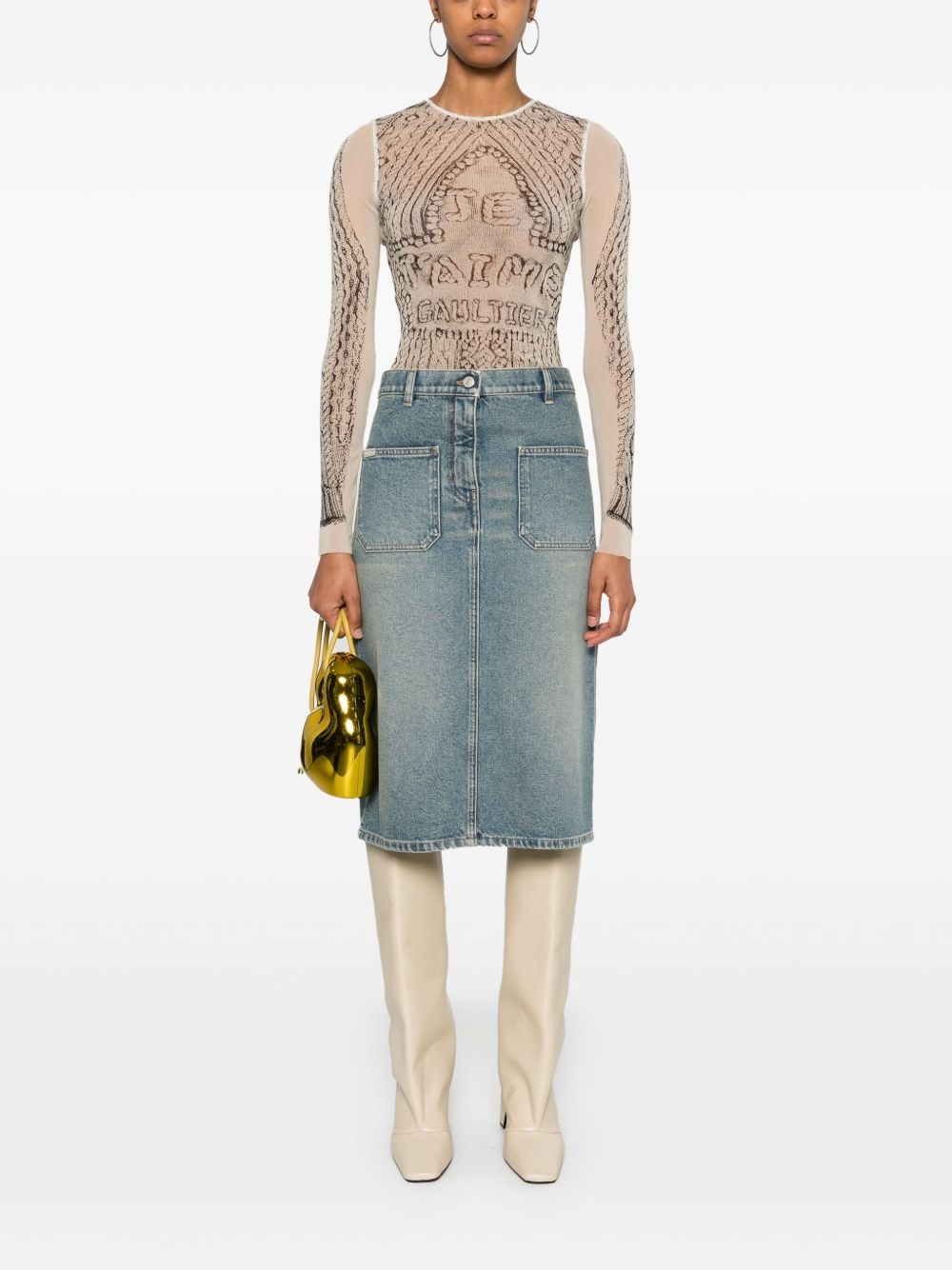 denim midi skirt - 2