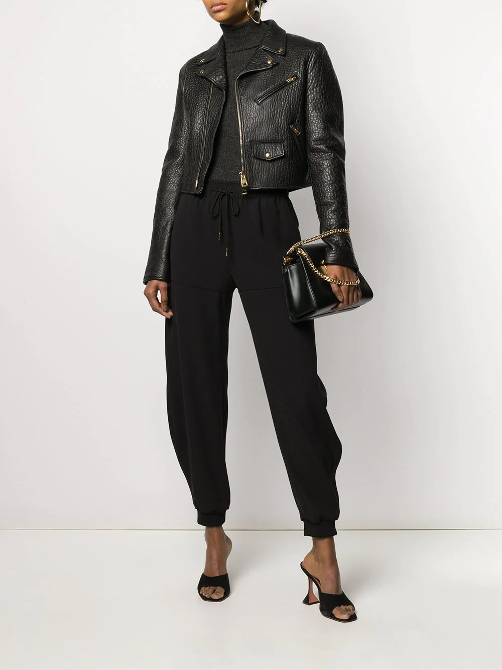 cropped biker jacket - 2