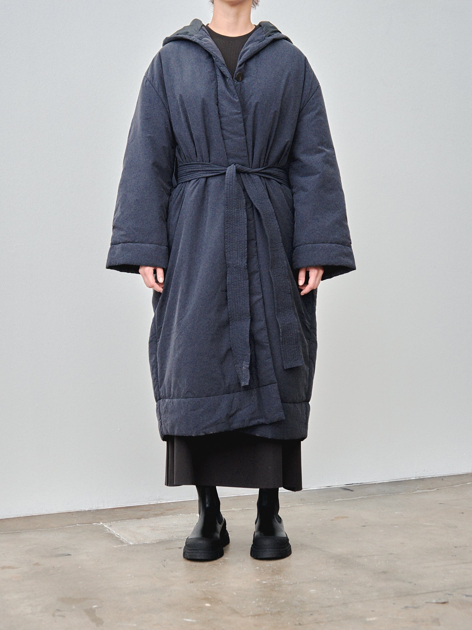 Kariba Belted Wrap Puffer Coat - Darkest Navy - 2