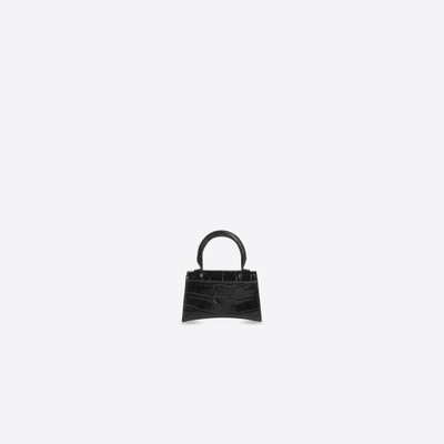 BALENCIAGA Women's Hourglass Mini Handbag Crocodile Embossed in Black outlook