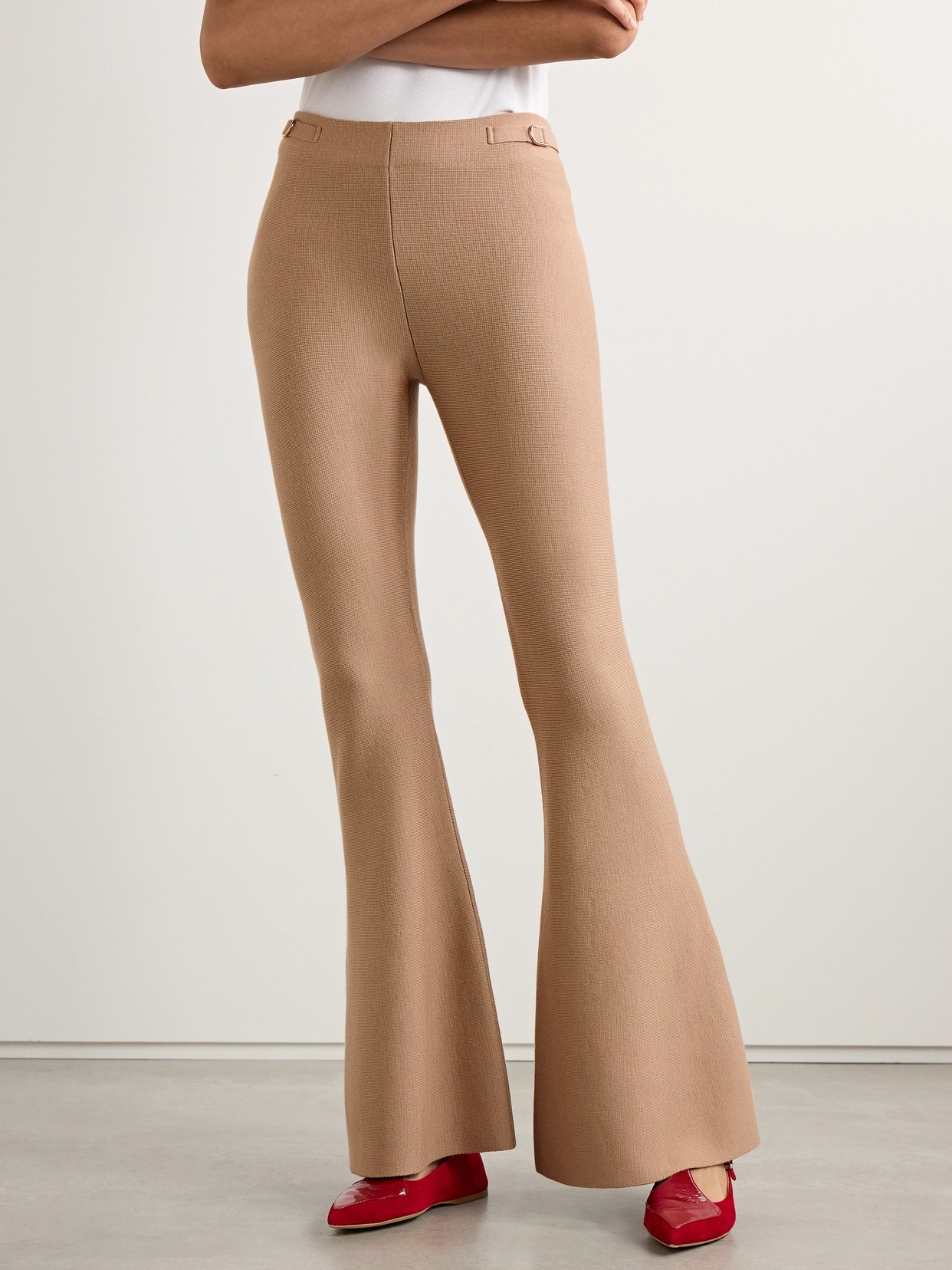 Ayala Embellished Knitted Wool And Cashmere-blend Flared Pants - 4