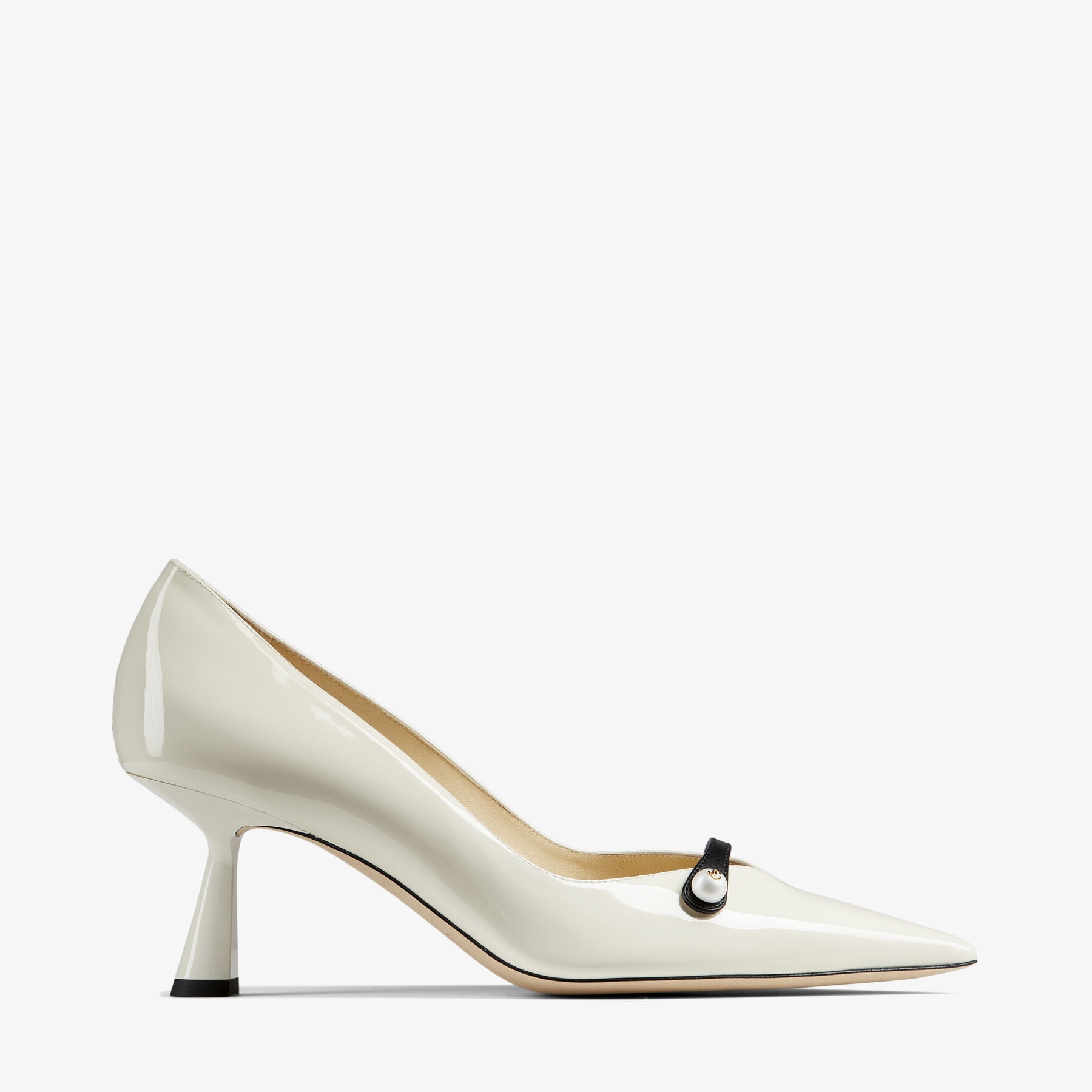 Rosalia 65
Latte Patent Pointed Pumps with Pearl Detail - 1