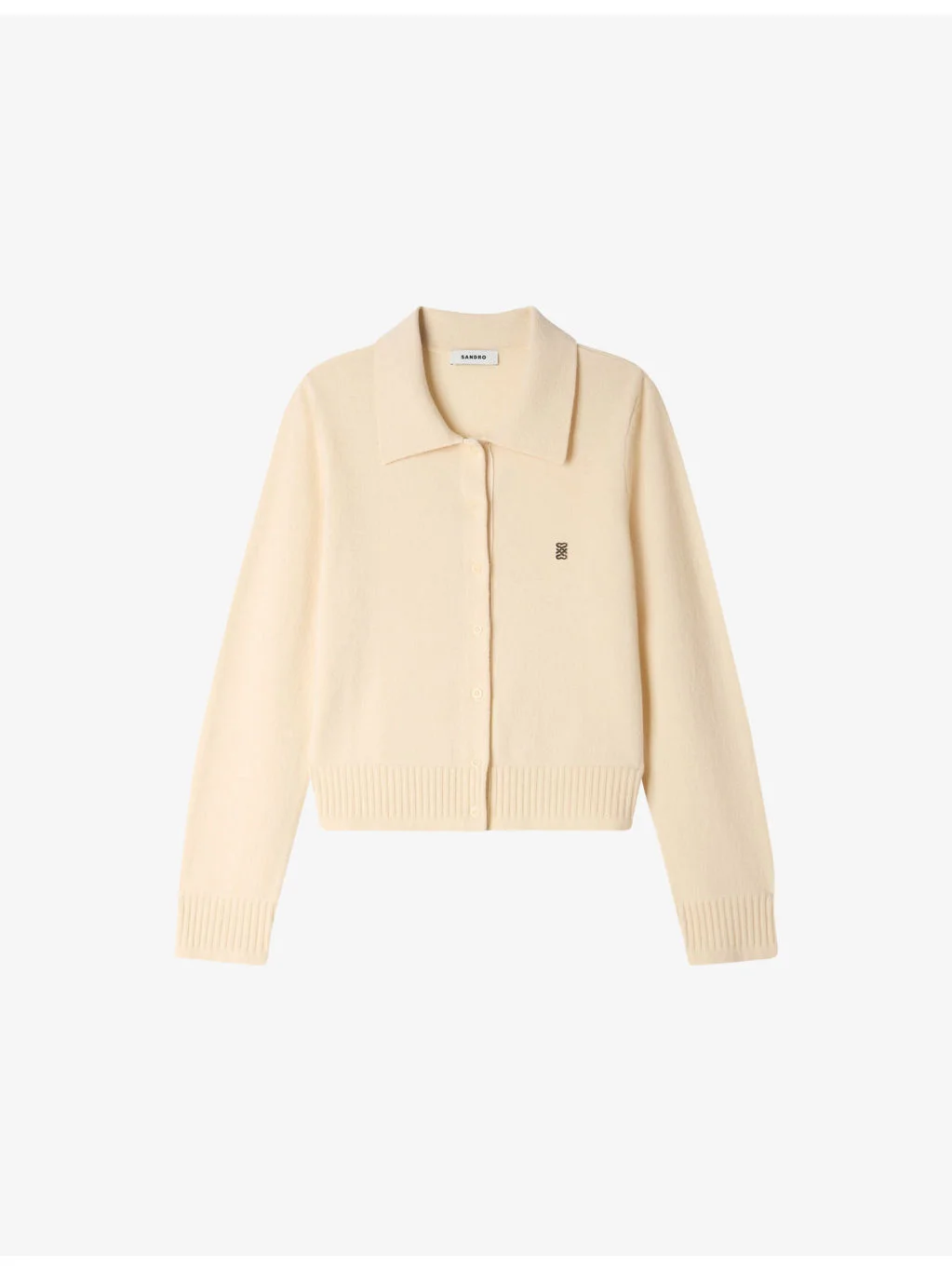 Branded Fine-Knit Wool and Cashmere Cardigan - 1