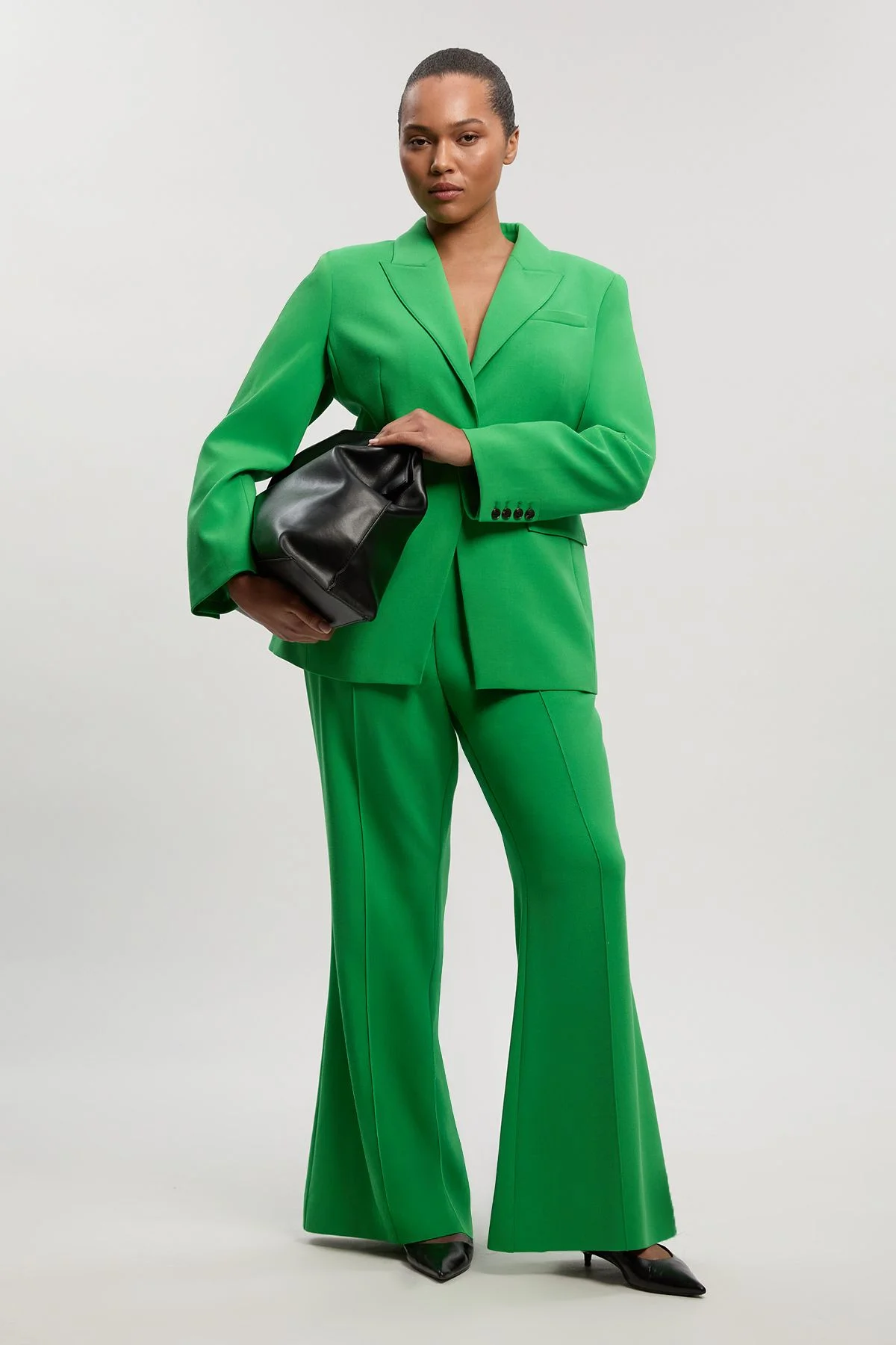 Plus Size Compact Stretch Single Breasted Tailored Blazer - 1