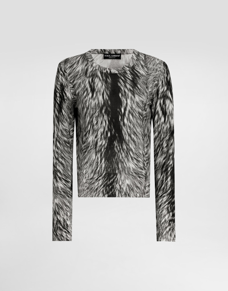 Fur-print silk sweater 1