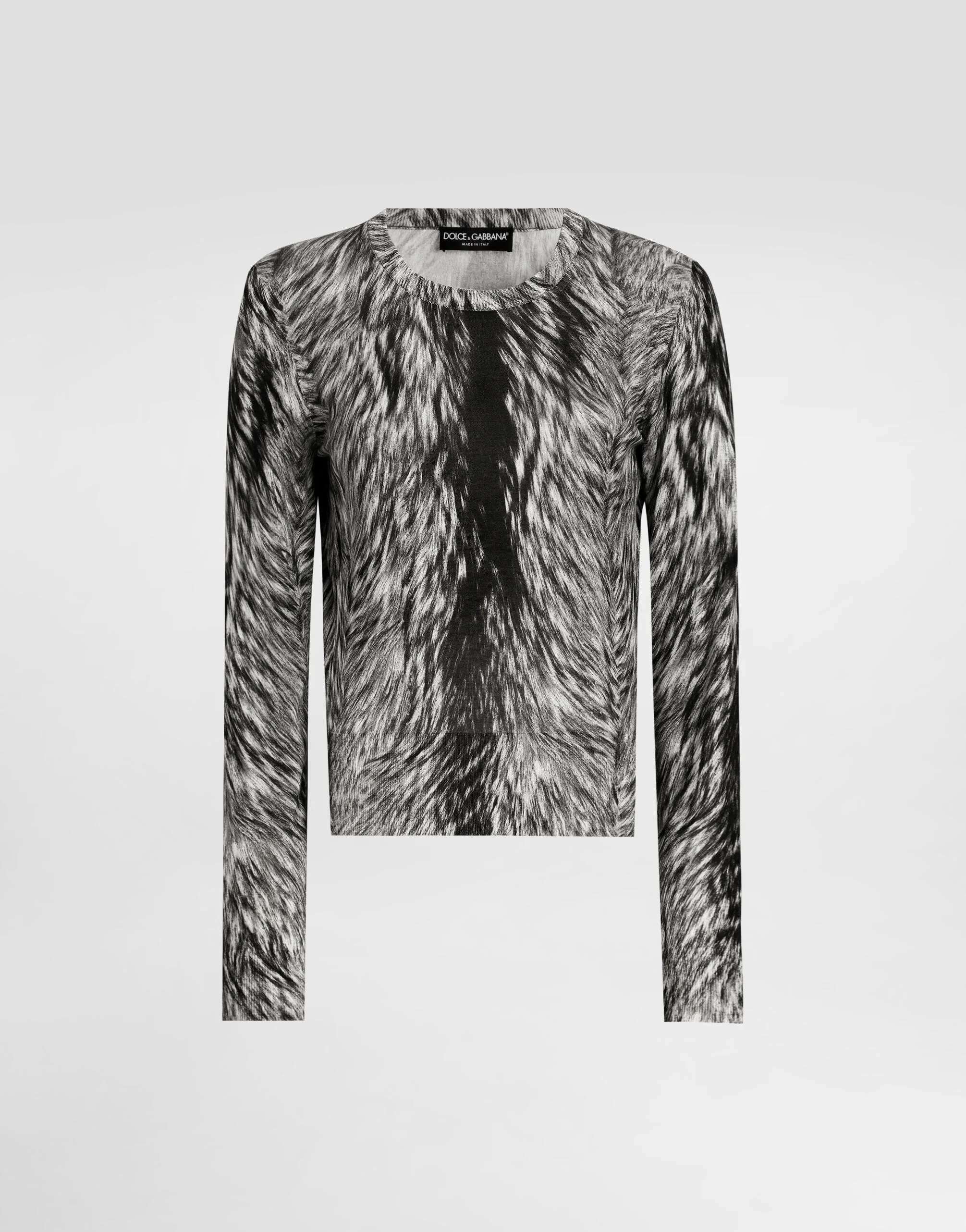 Fur-print silk sweater - 1
