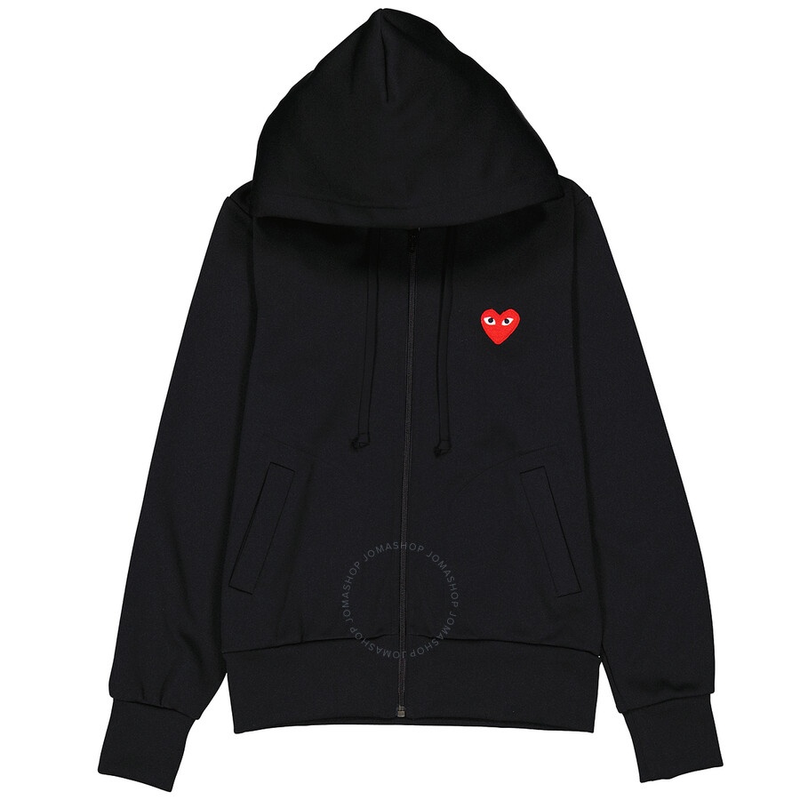 Comme Des Garcons Ladies Long-sleeve Embroidered Heart Logo Hoodie - 1