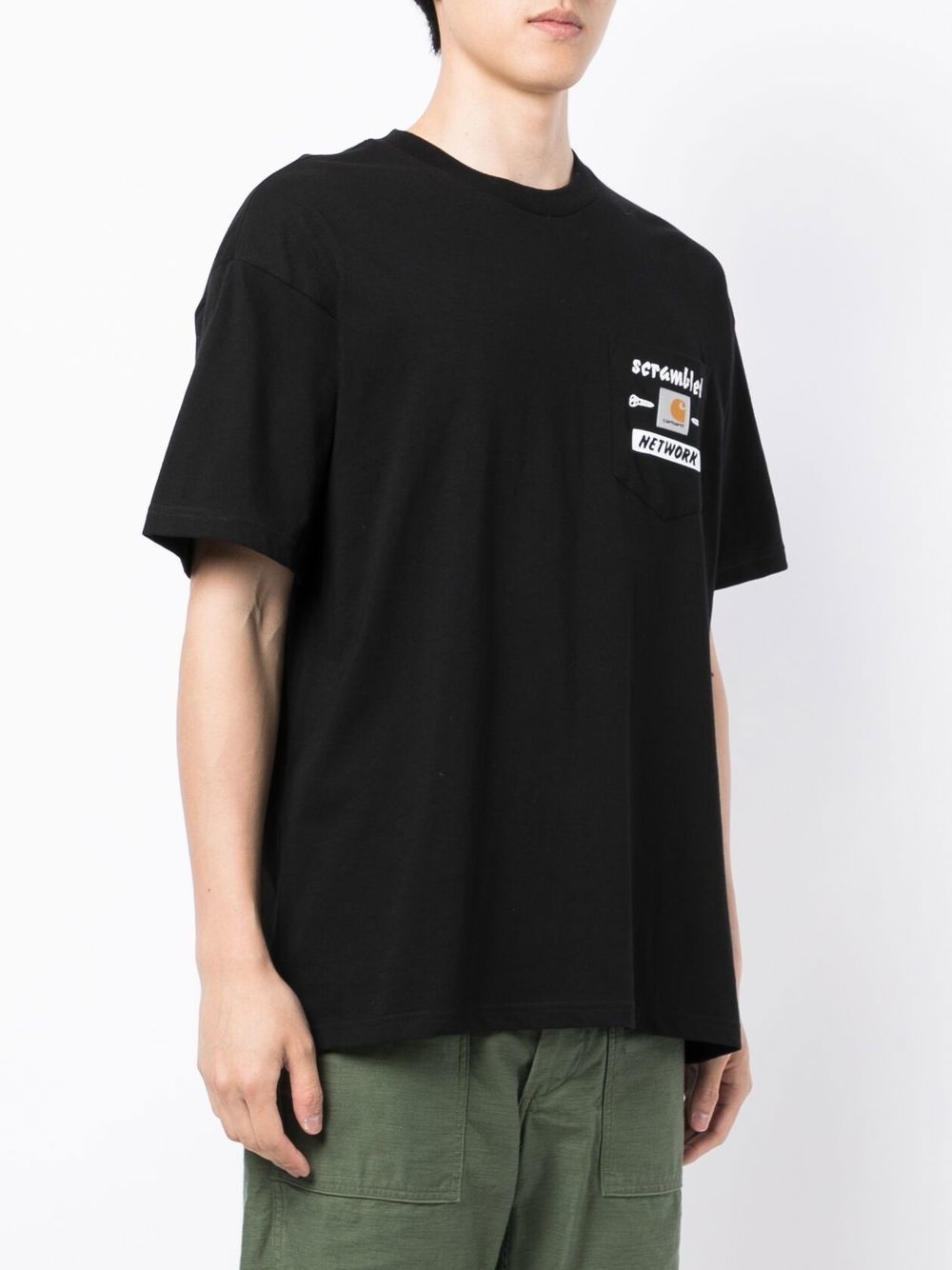 Scramble logo-patch slogan-print T-shirt - 3