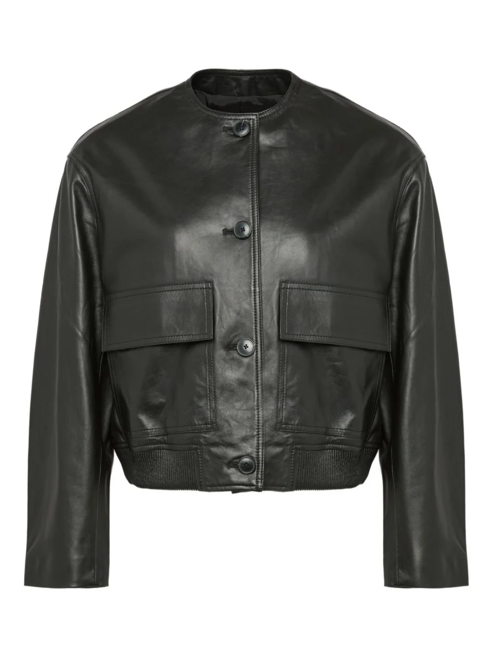 cropped leather jacket - 1