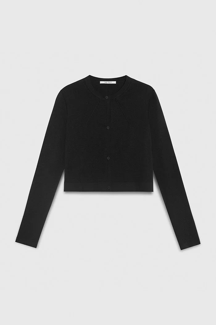 Paros Knitted Cardigan Black Silk Blend - 1