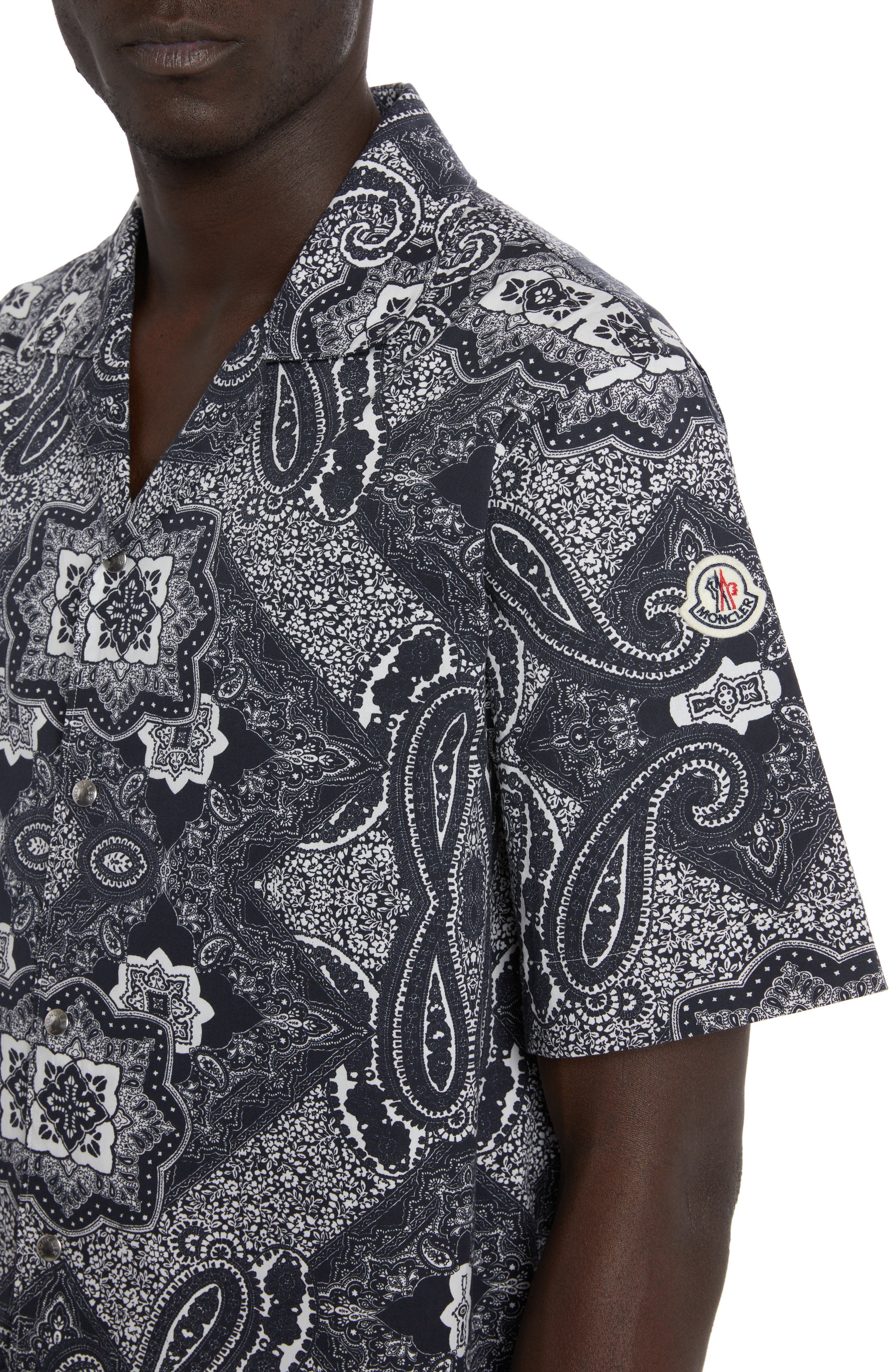Bandana Print Stretch Cotton Camp Shirt - 4