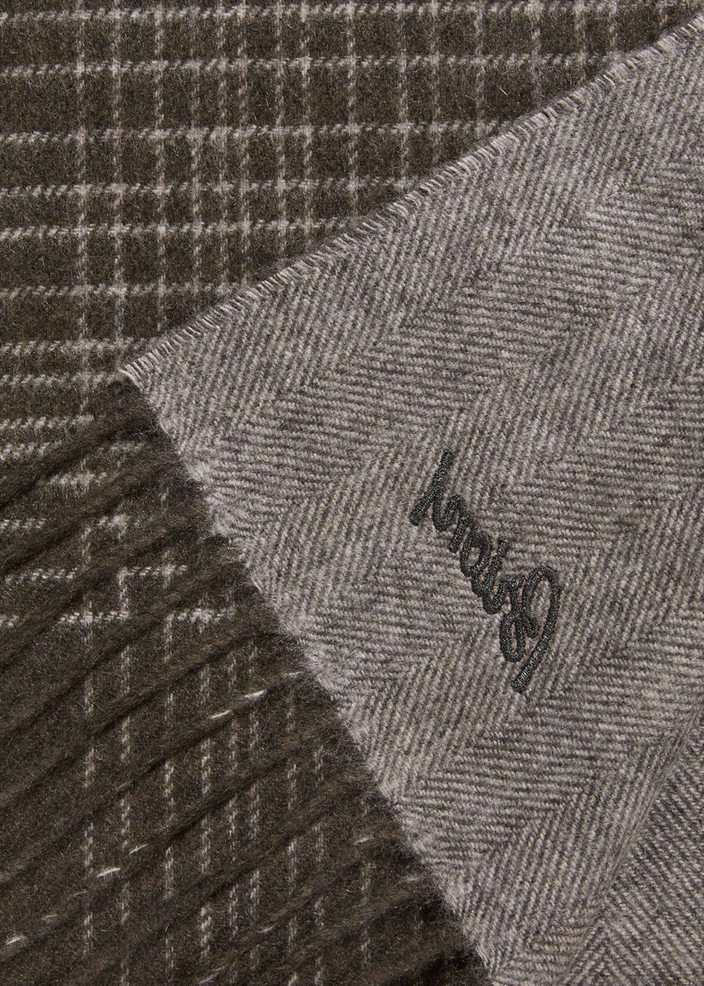 Men's Plaid Fringe Silk Cashmere Scarf - 5