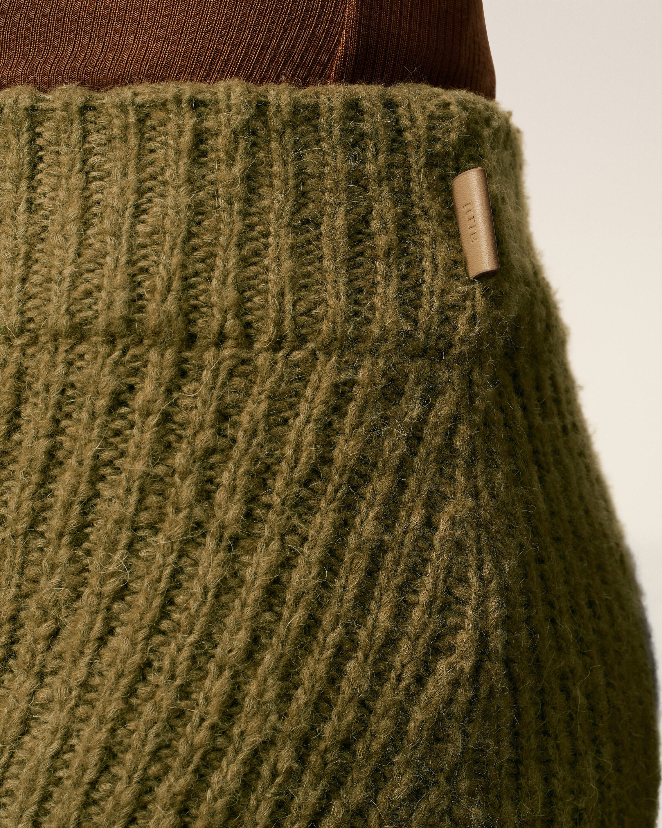 GREEN WOOL STRAIGHT SKIRT - 5