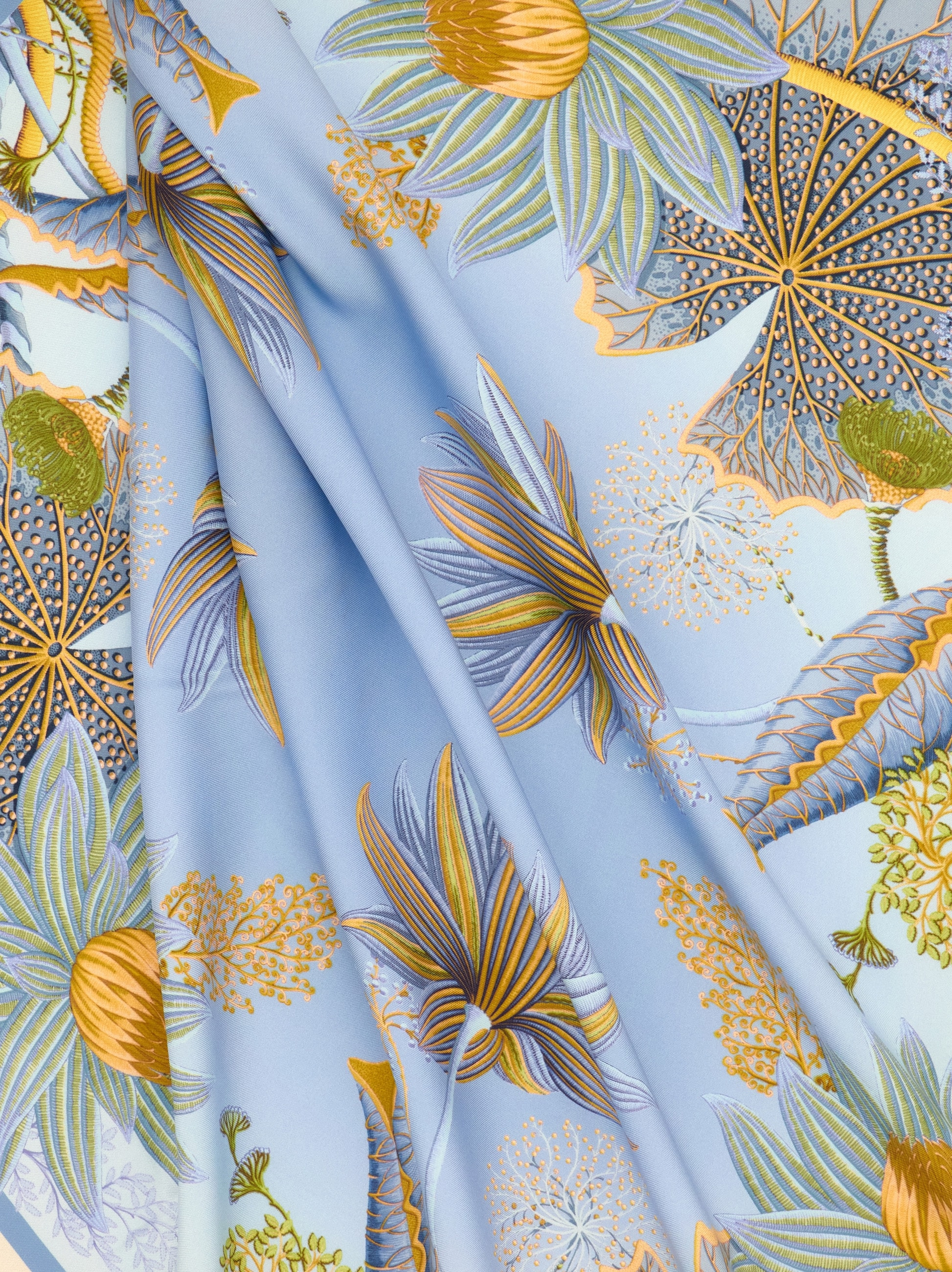 Water lilies print silk scarf - 4