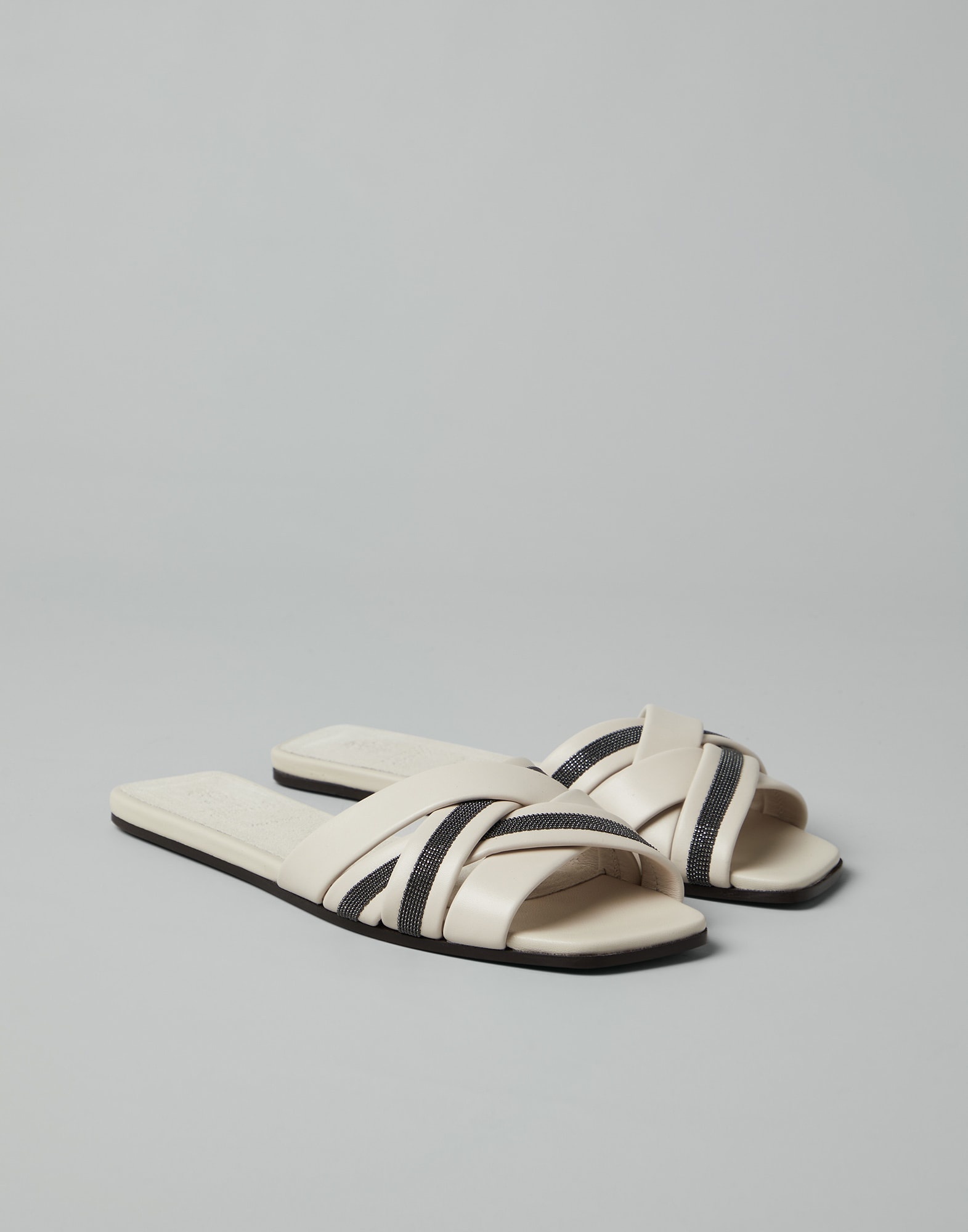 Nappa leather slides with monili - 1