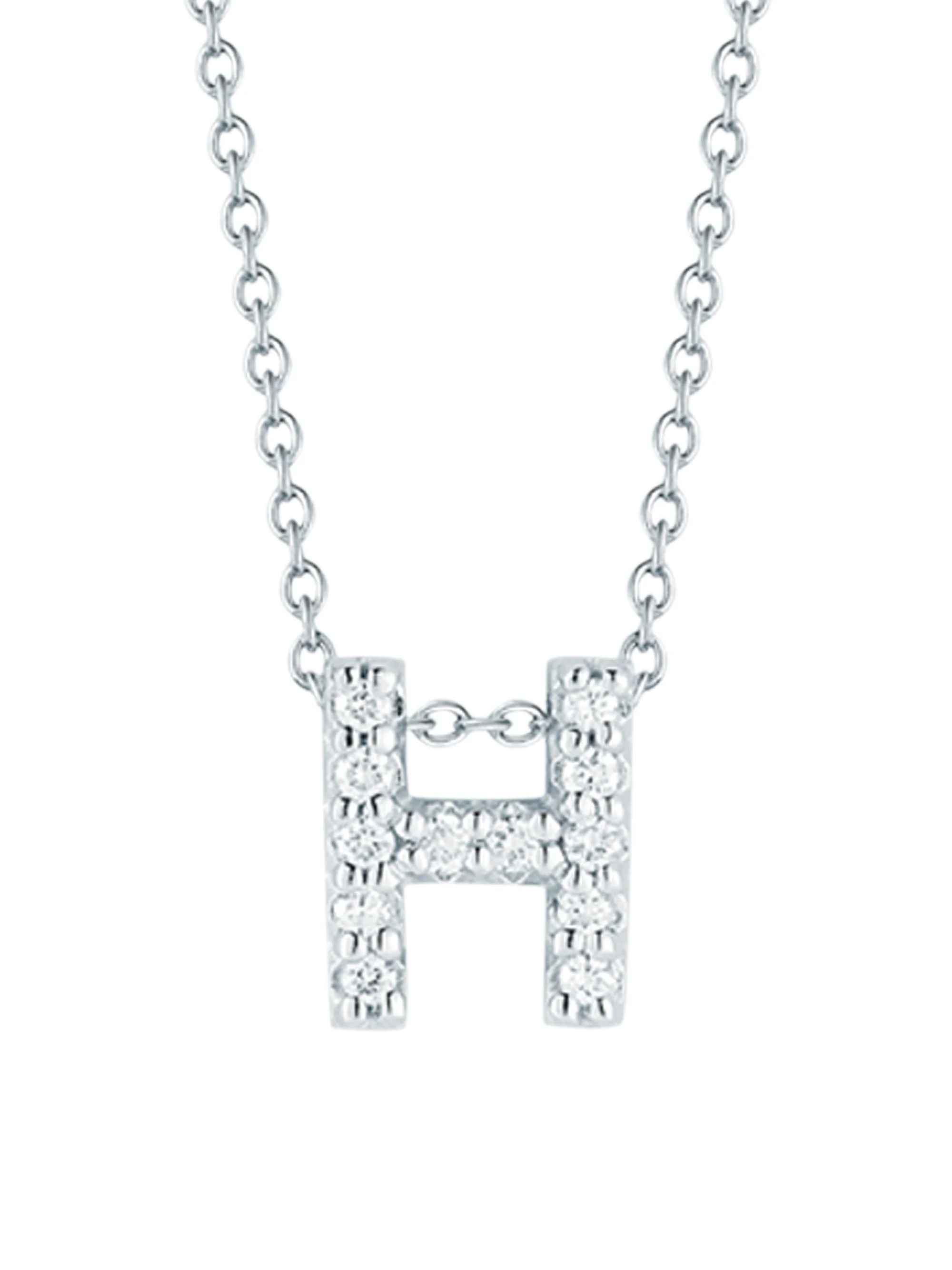 Women's Tiny Treasures 0.08 TCW Diamond & 18K White Gold Initial Necklace - Initial H - 1