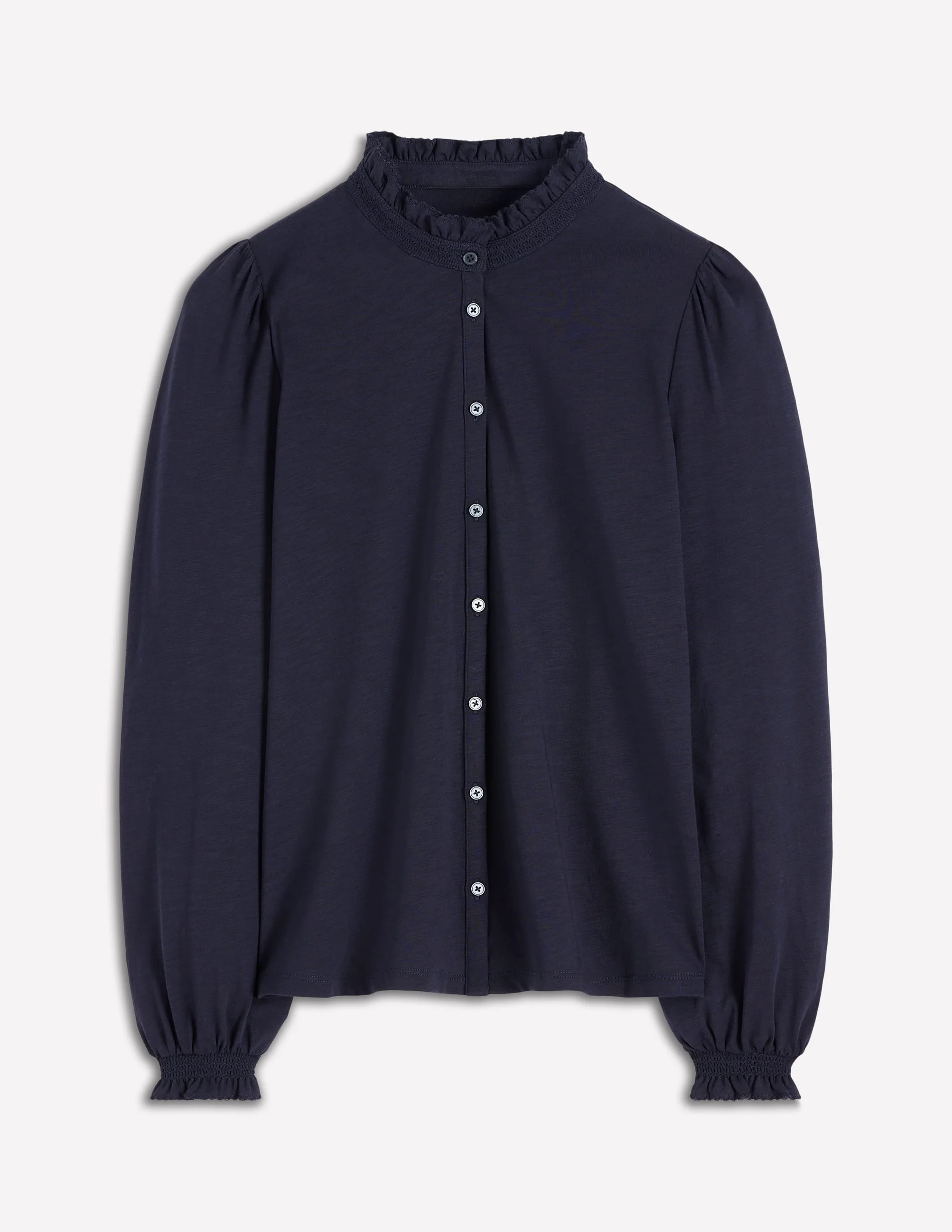 Effie Smocked Detail Shirt-Navy - 1