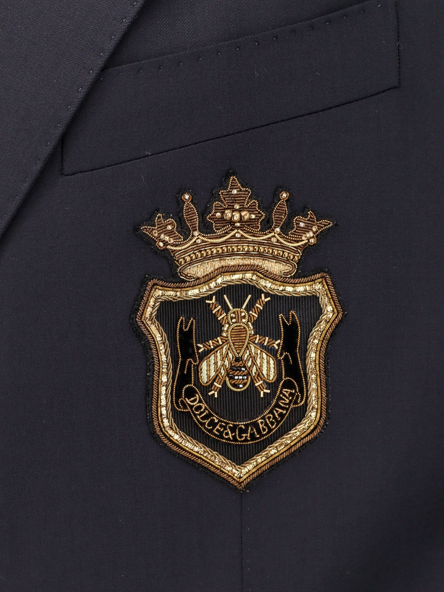 Dolce & Gabbana Stretch Virgin Wool Blazer With Frontal Logo Patch - 5